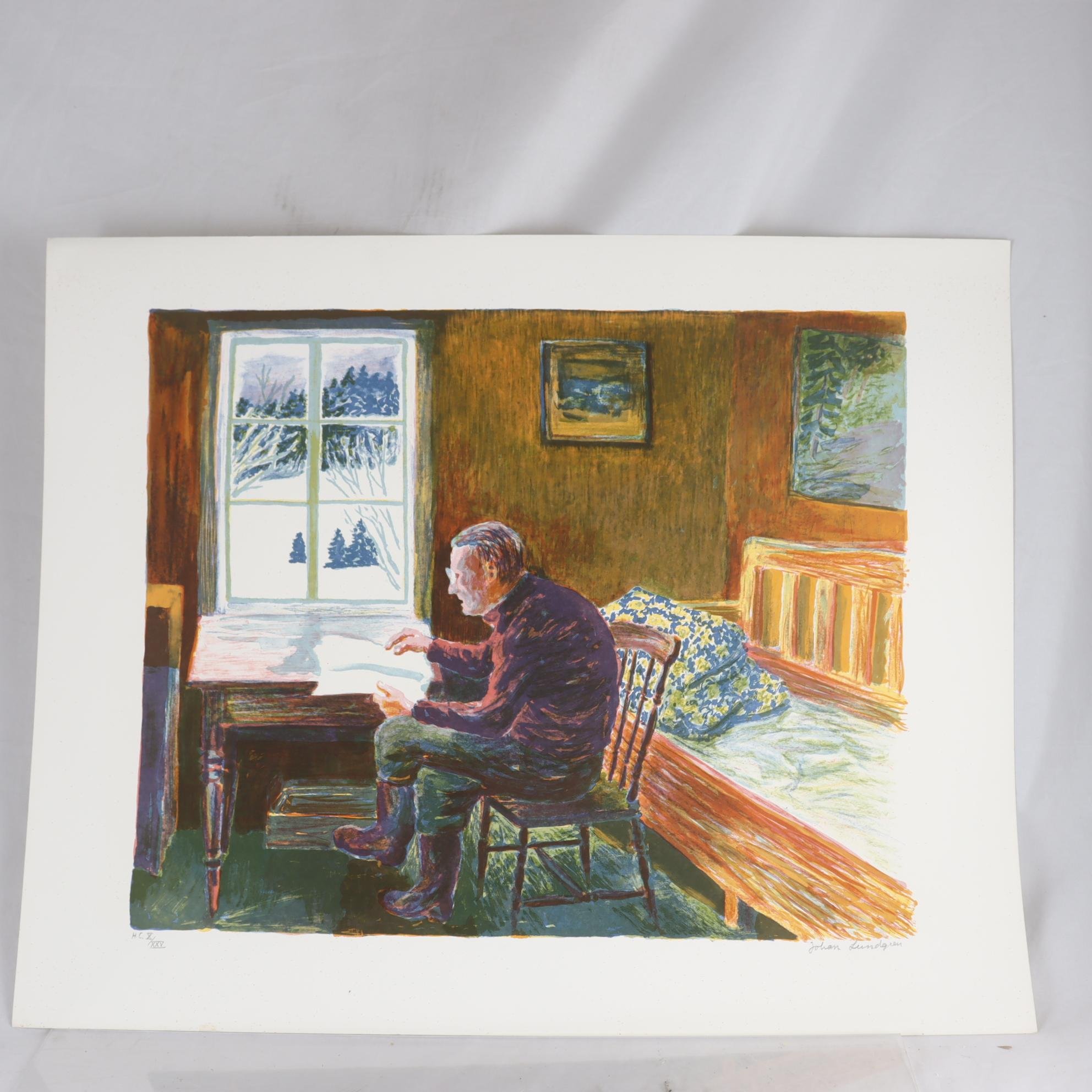 Färglitografi, oinramad, Johan Lundgren, signerad. Endast avhämtning.