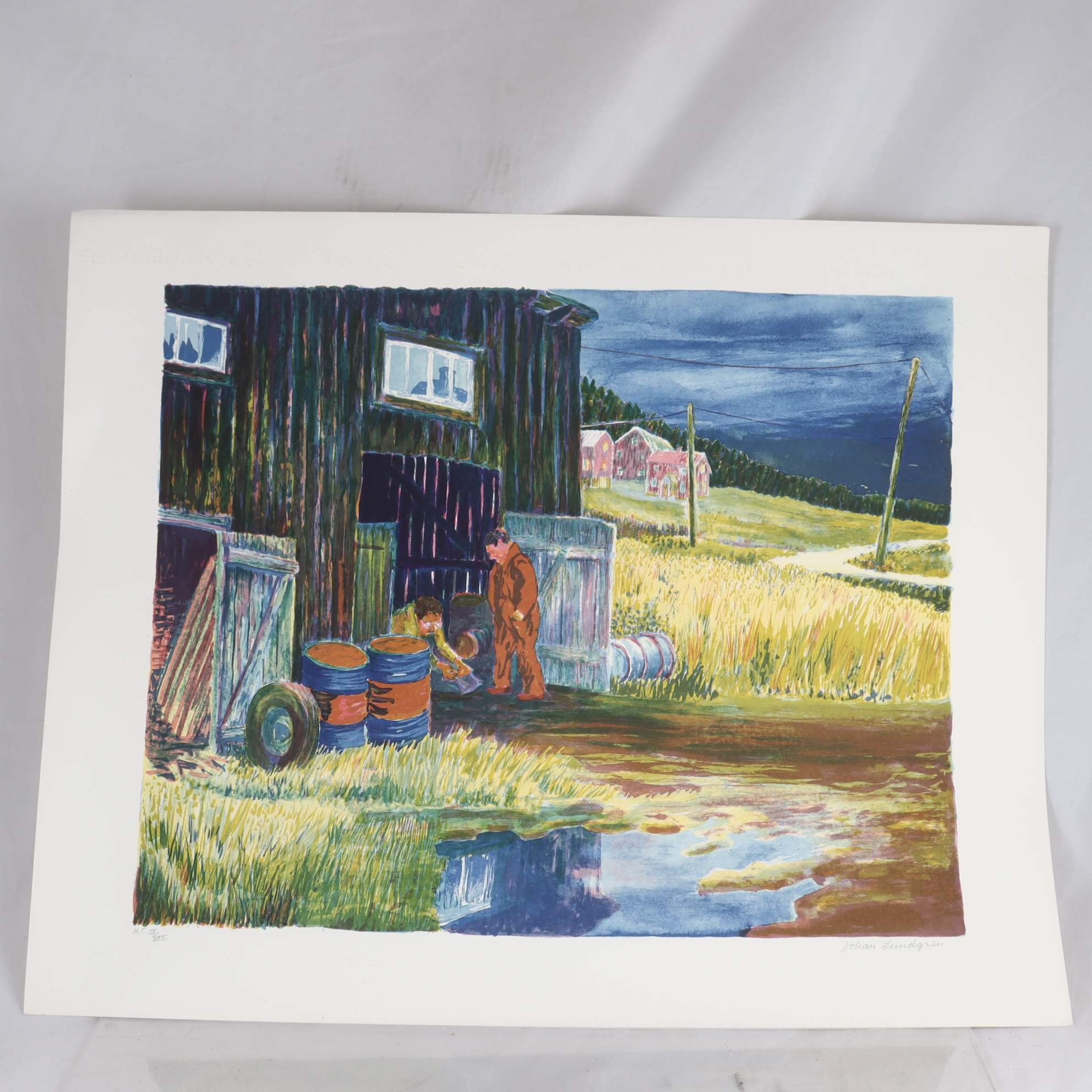 Färglitografi, oinramad, Johan Lundgren, signerad. Endast avhämtning.