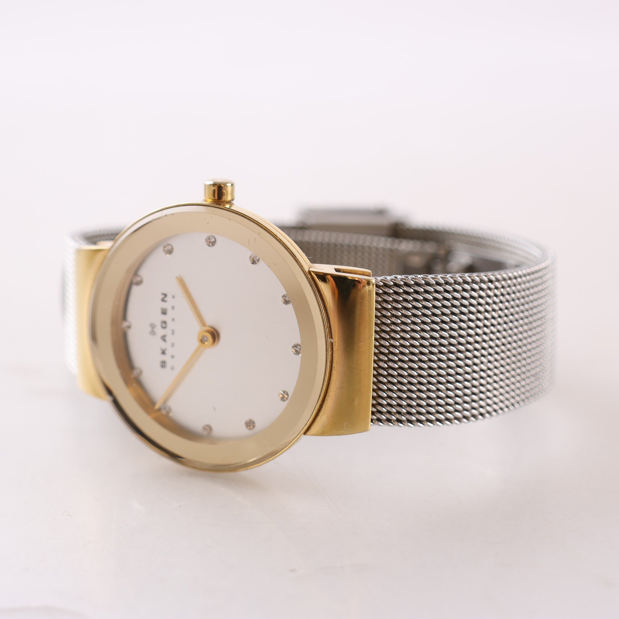 Armbandsur, stål, Skagen, stenar, mesh, quartz