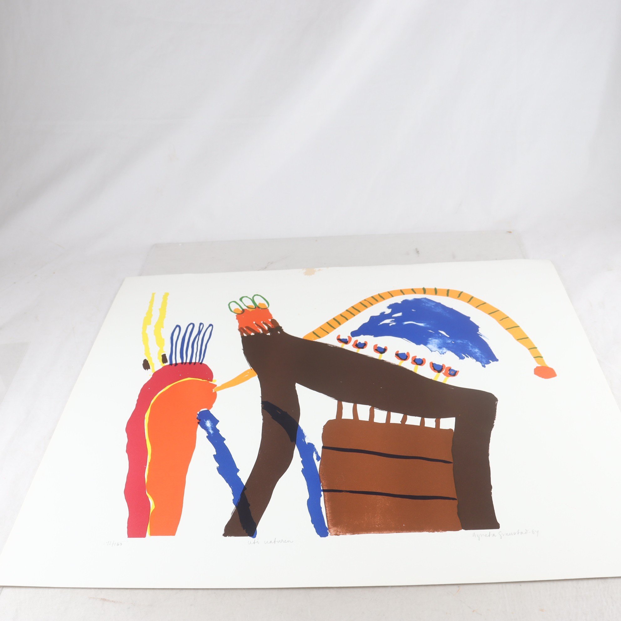 Färglitografi, oinramad, Uti naturen, Agneta Granstad. Endast avhämtning.