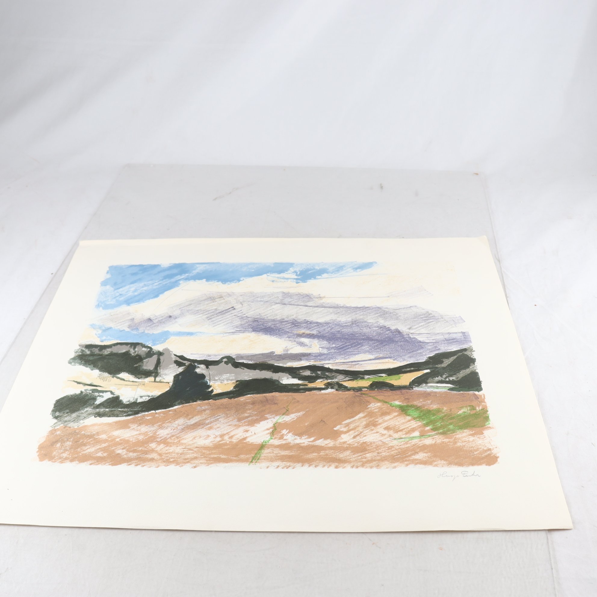 Färglitografi, oinramad, Hugo Zuhr, (1895-1971), signerad. Samfraktas ej.