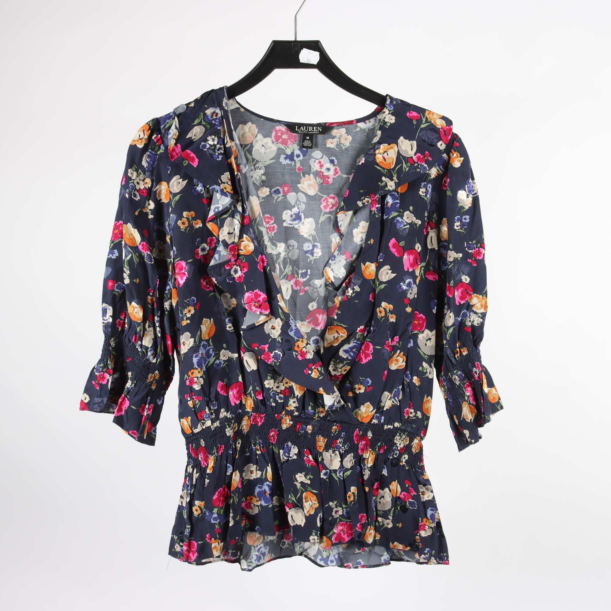 Blus, Ralph Lauren, blå, mönstrad, stl. M