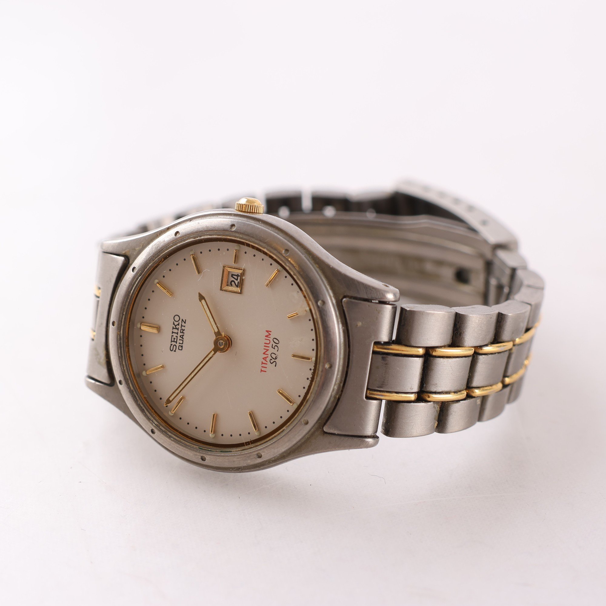 Armbandsur, titanium, Seiko SQ 50, datum, quartz