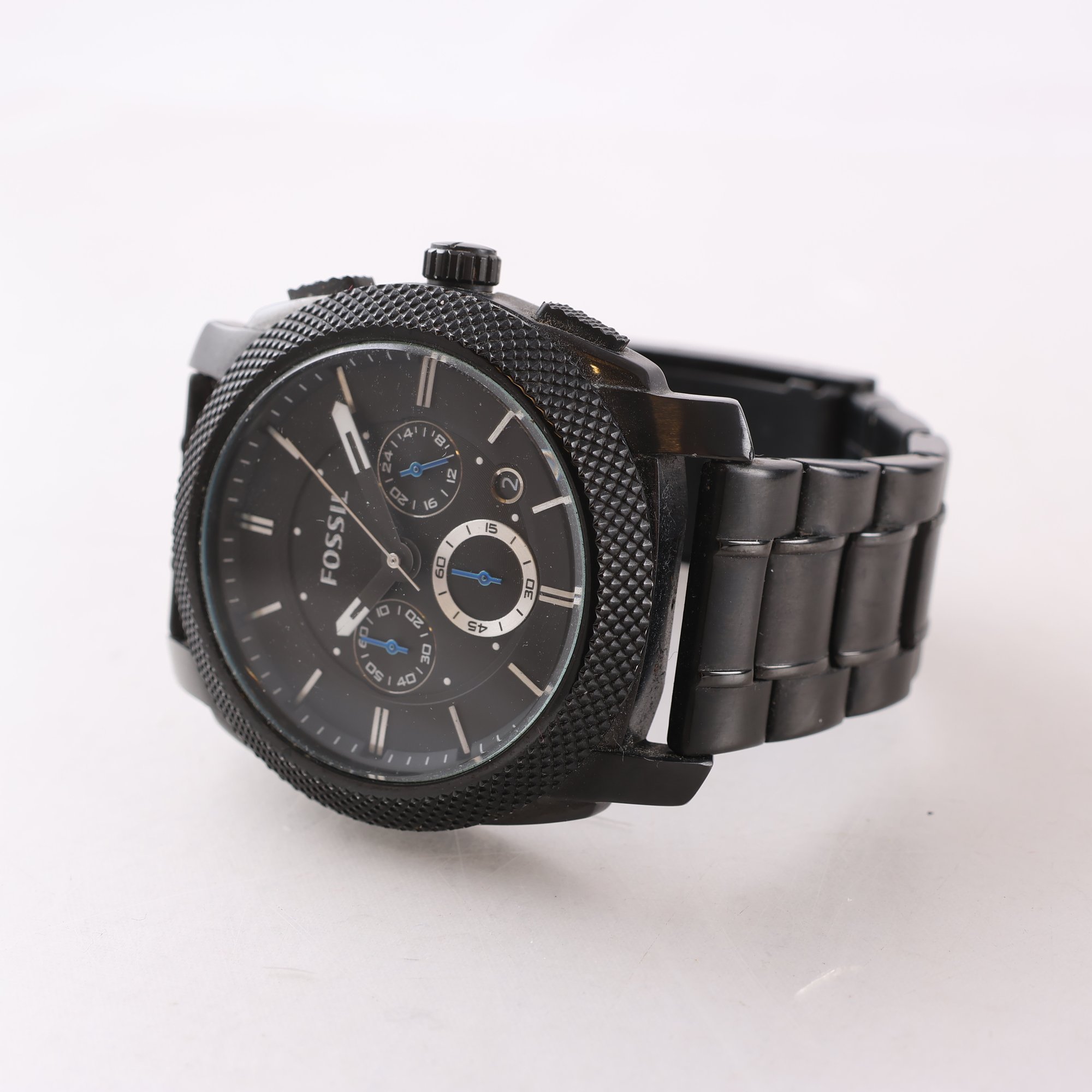 Armbandsur, svartfärgat stål, Fossil, kronograf, quartz