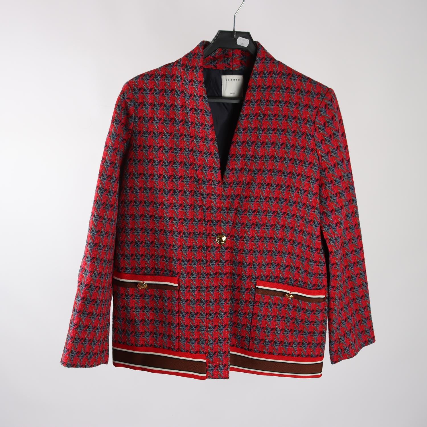 Jacka, Sandro Paris, röd, mönstrad, stl. 40