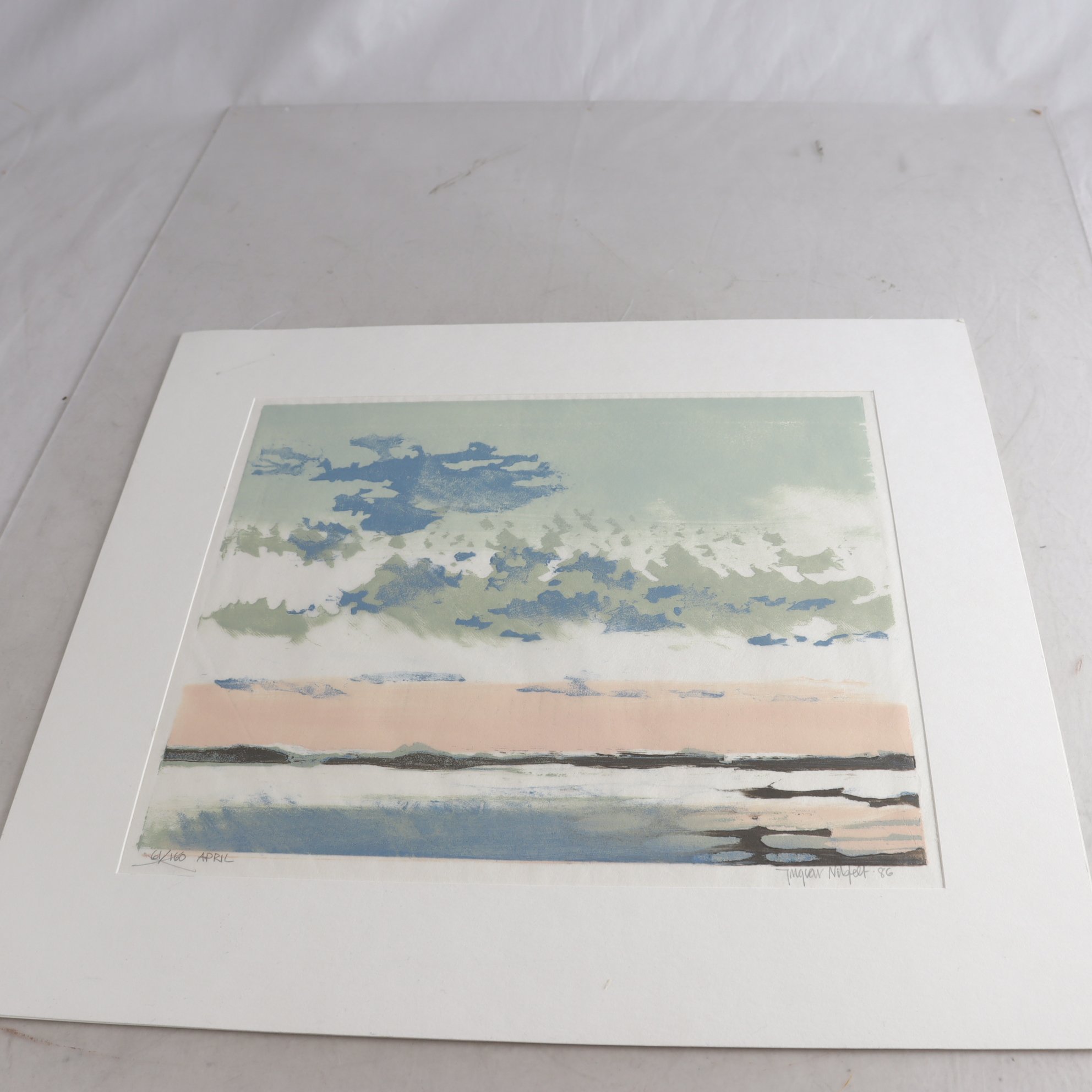 Färglitografi, April, Ingvar Nilsfelt, (f. 1933),1986, signerad. Samfraktas ej.