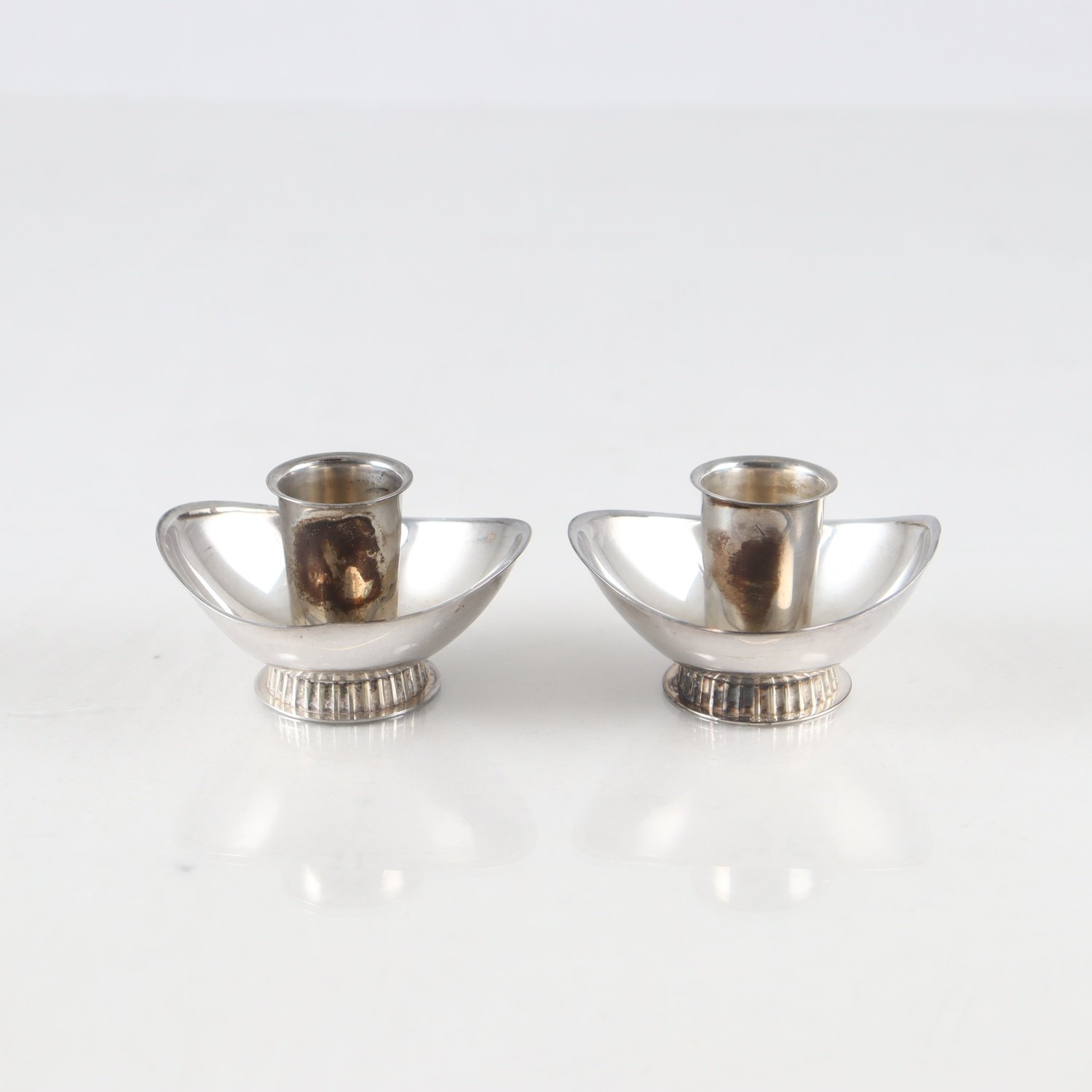 Paret ljusstakar, silver, K&EC, Tore Eldh, Göteborg