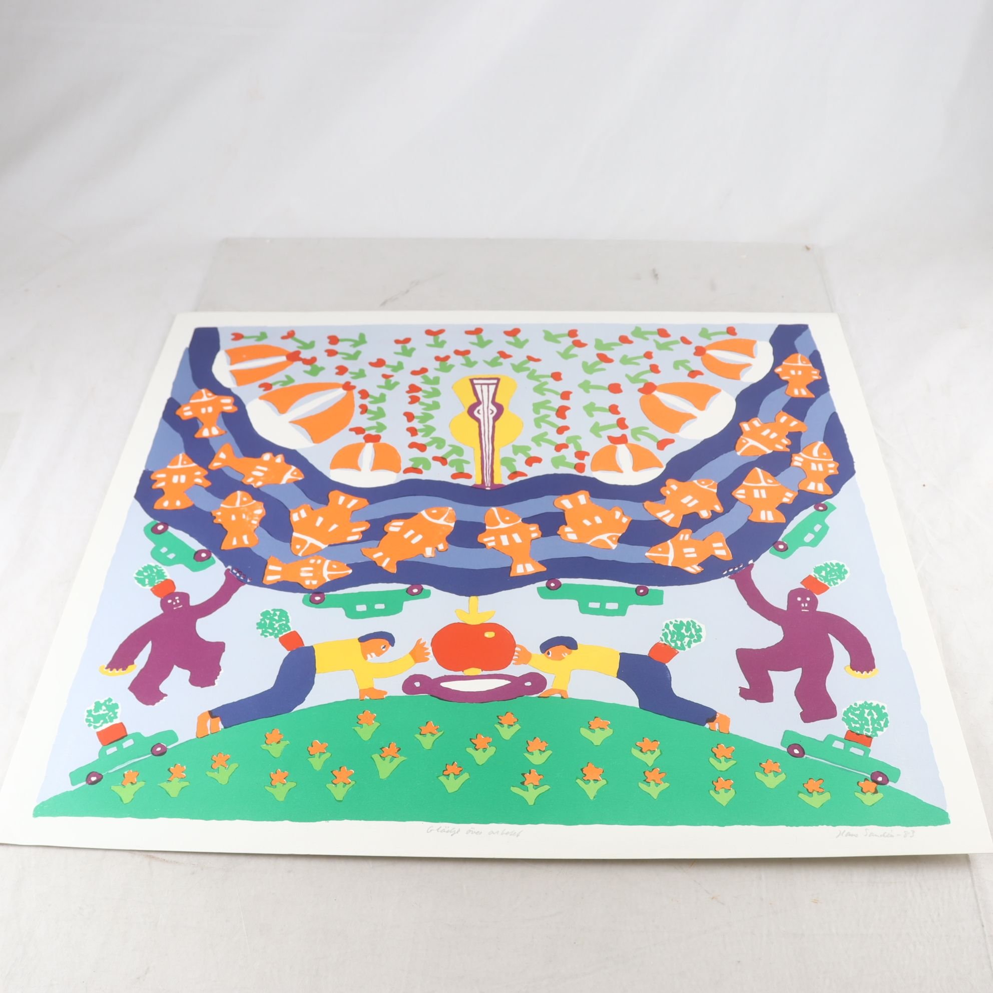 Färglitografi, Hans Sandén, (1945-1989), 1983, signerad. Endast avhämtning.