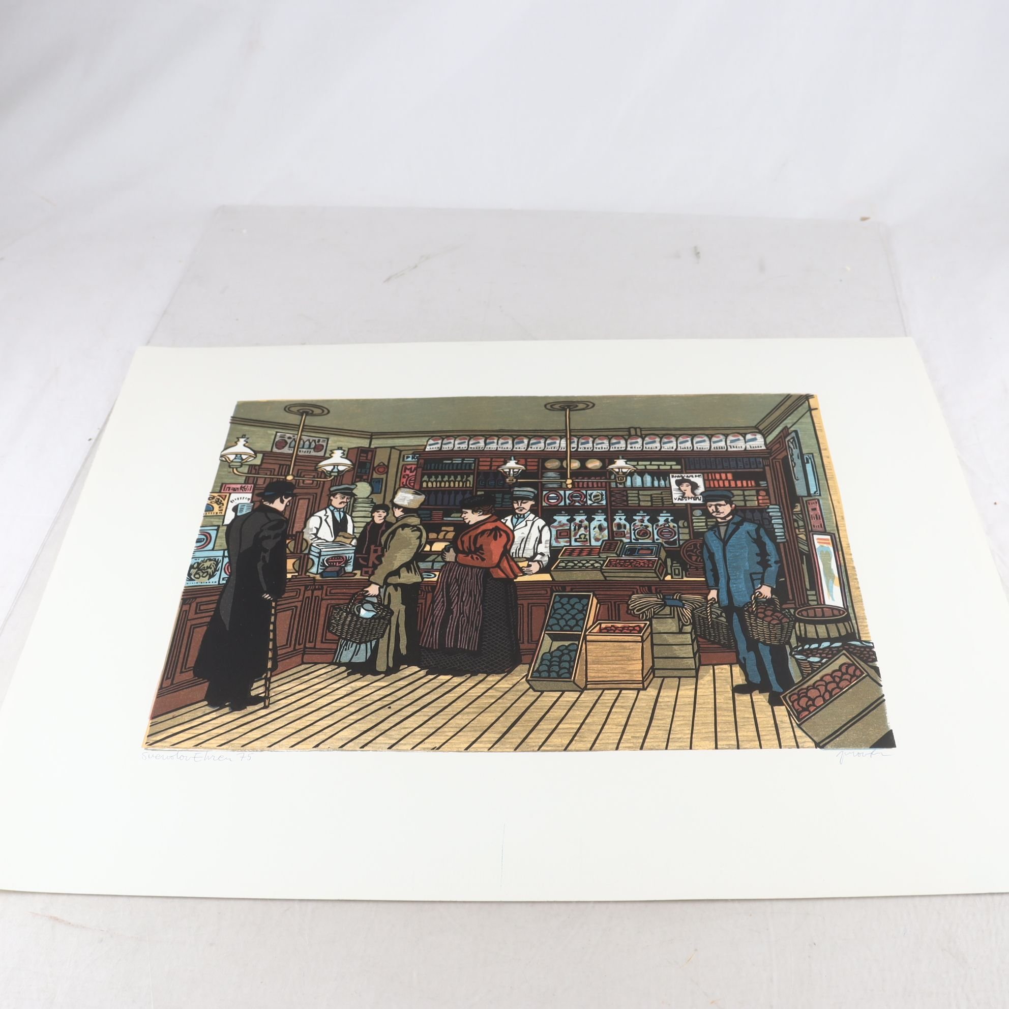 Färglitografi, Svenolov Ehrén (1927-2004), 1975, signerad. Samfraktas ej.