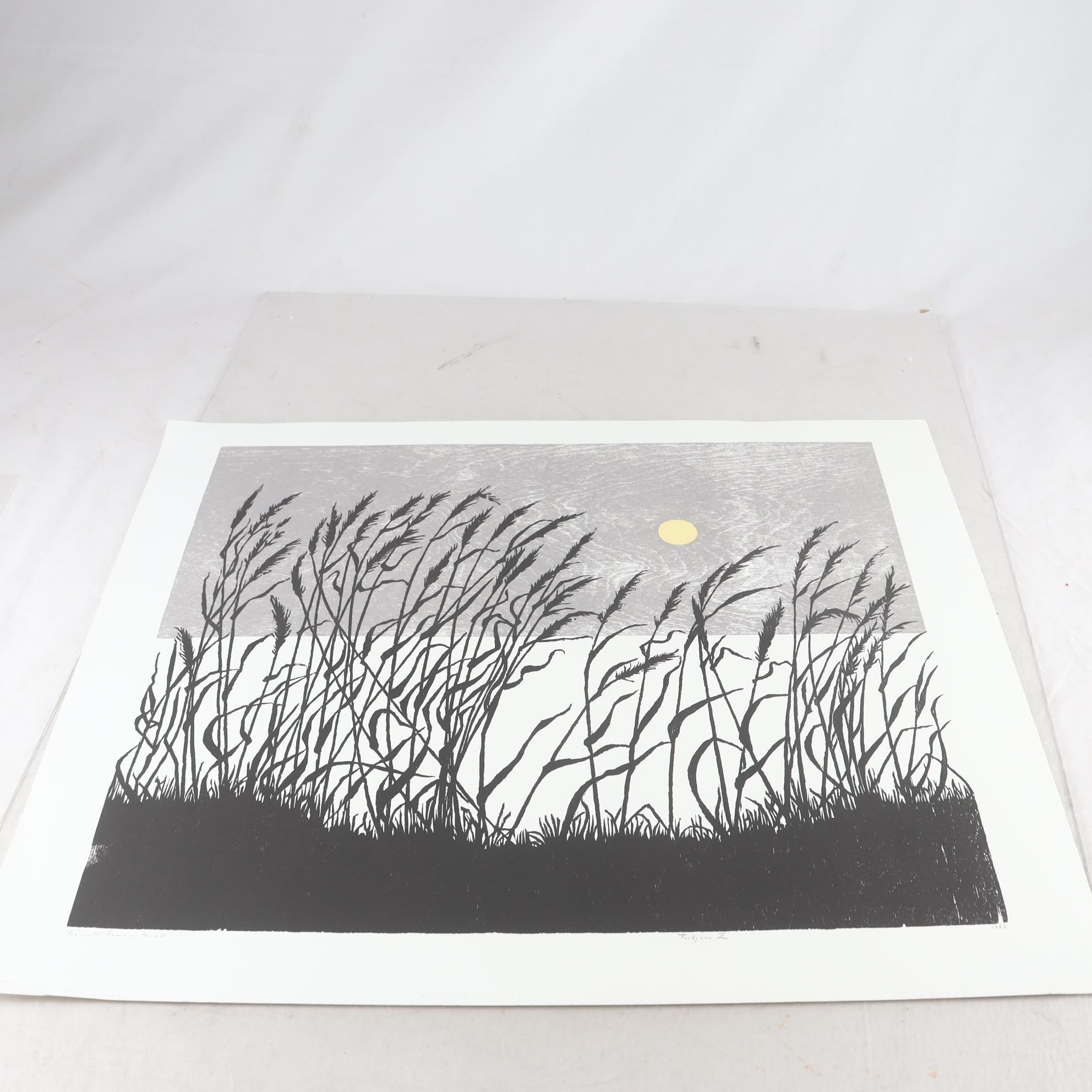 Träsnitt, Sommarkväll, Torbjörn Zetterholm, 1982, signerad. Samfraktas ej