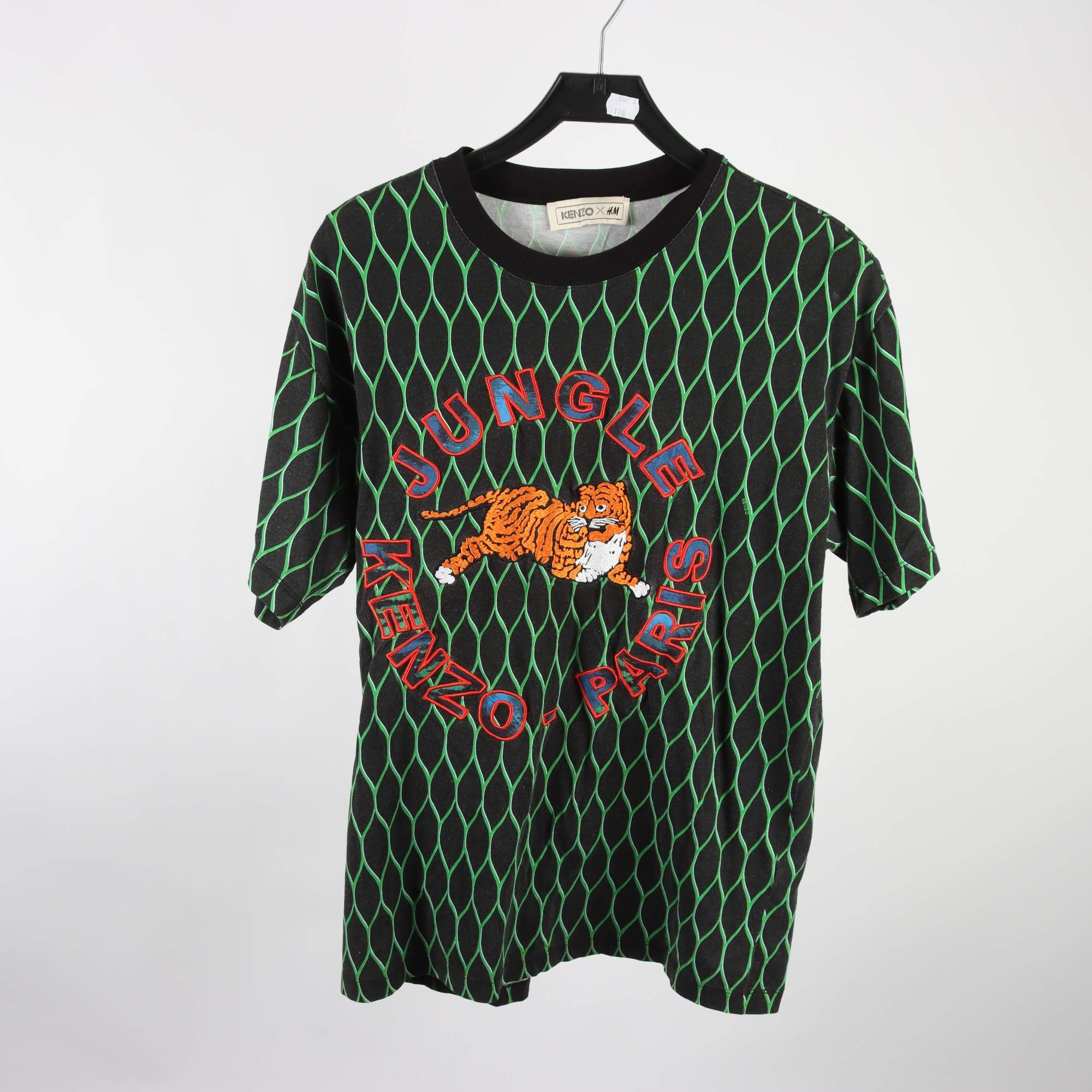 T-shirt, Kenzo X HM, svart, grön, mönstrad, stl. L