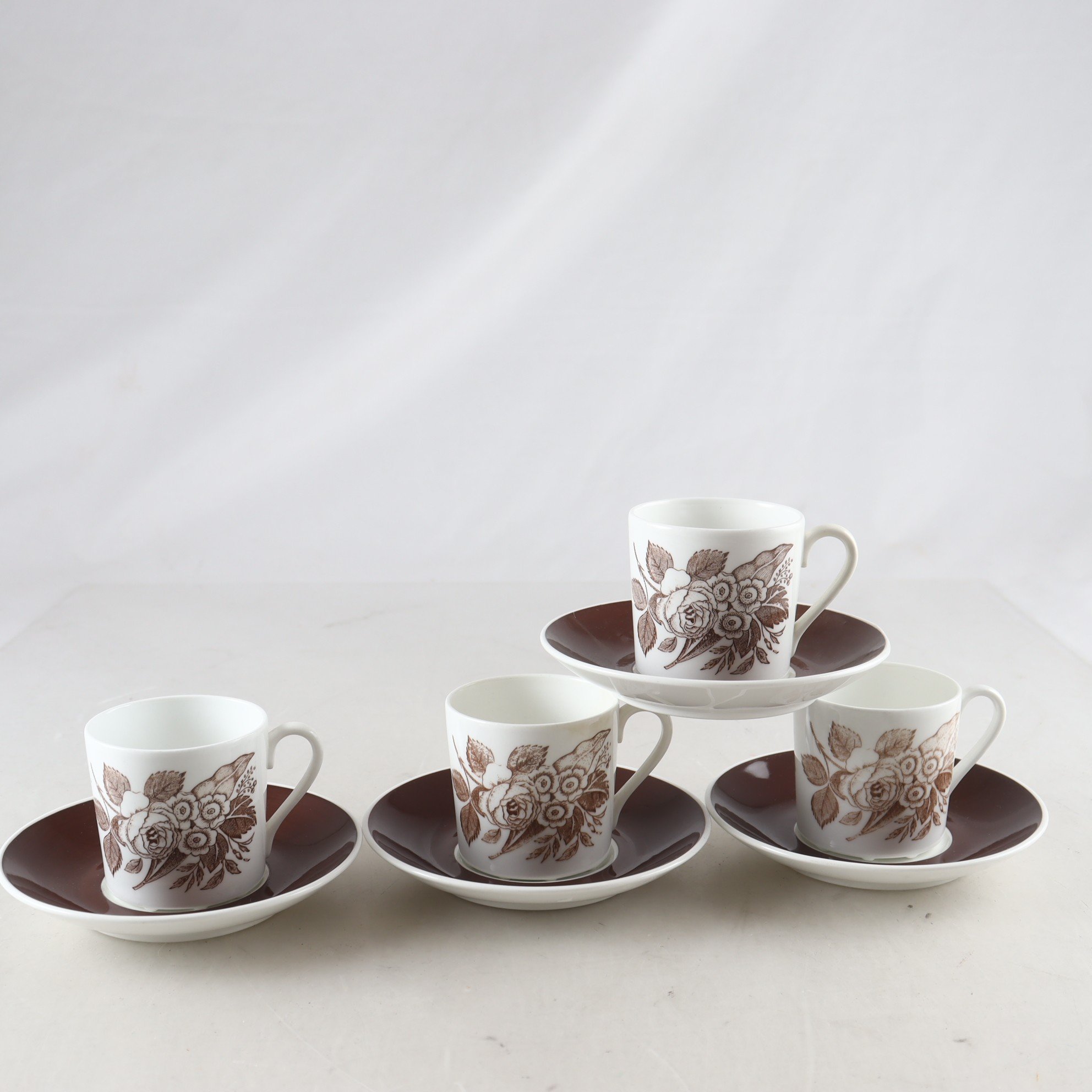 Kaffekoppar med fat, Florilla, Gustavsberg