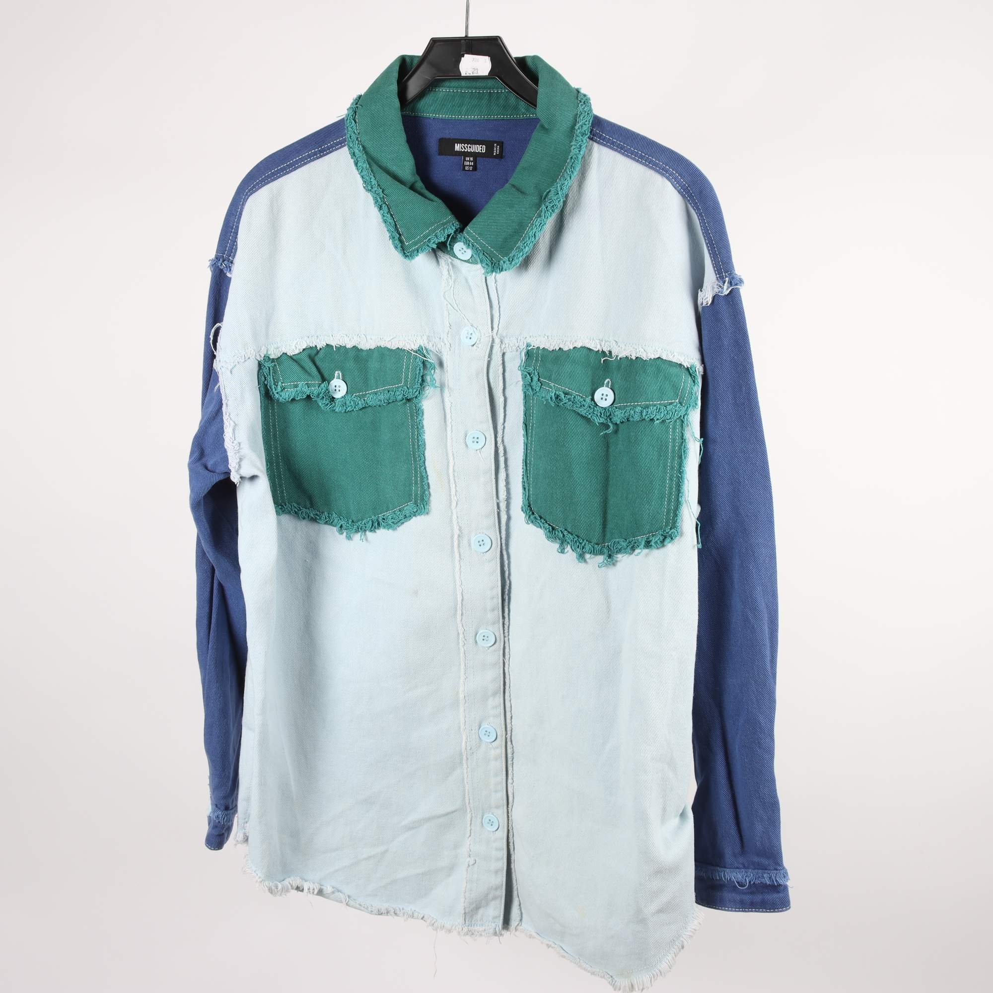 Jeansskjorta, Missguided, blå, grön, stl. 44