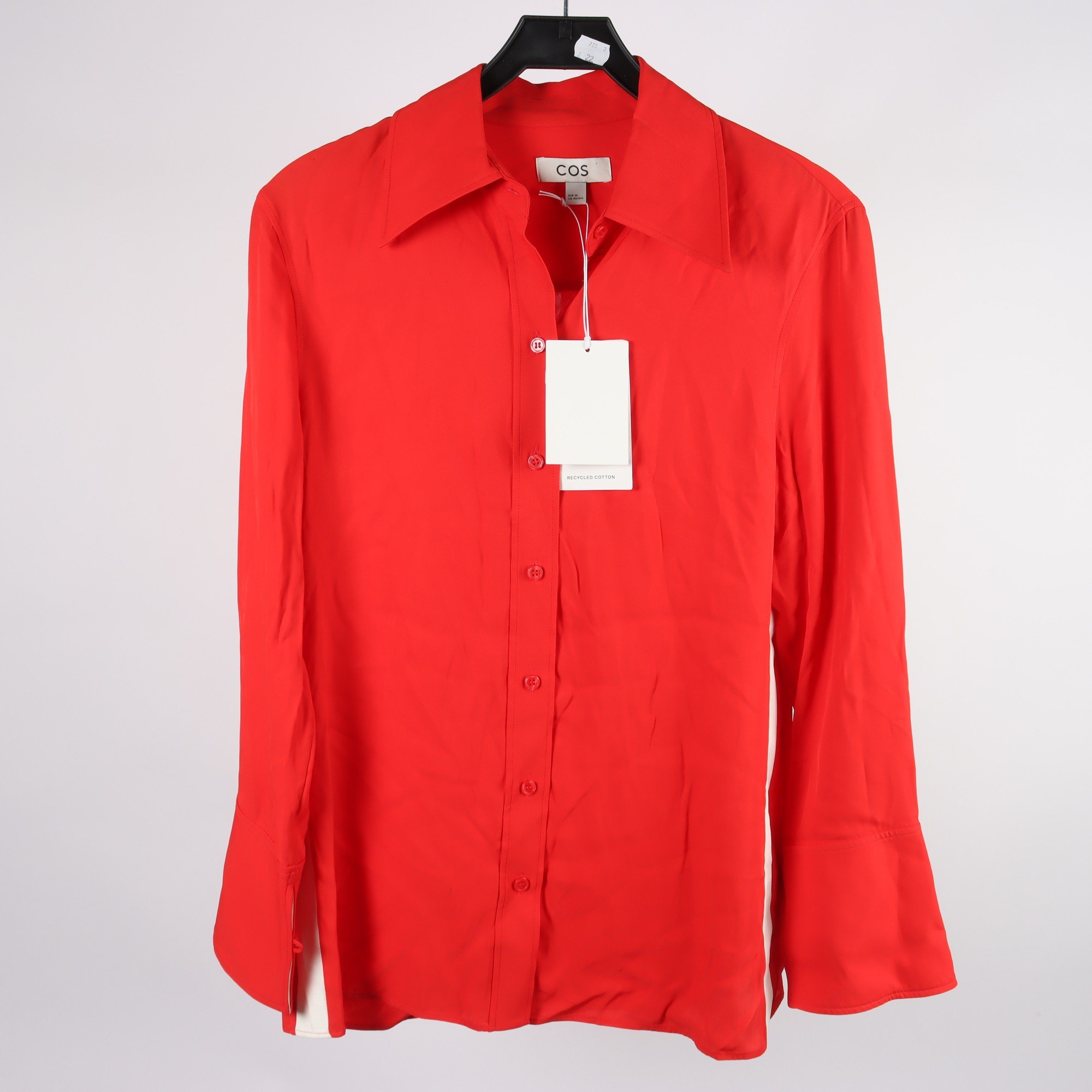 Blus, COS, röd, vit, stl. 36