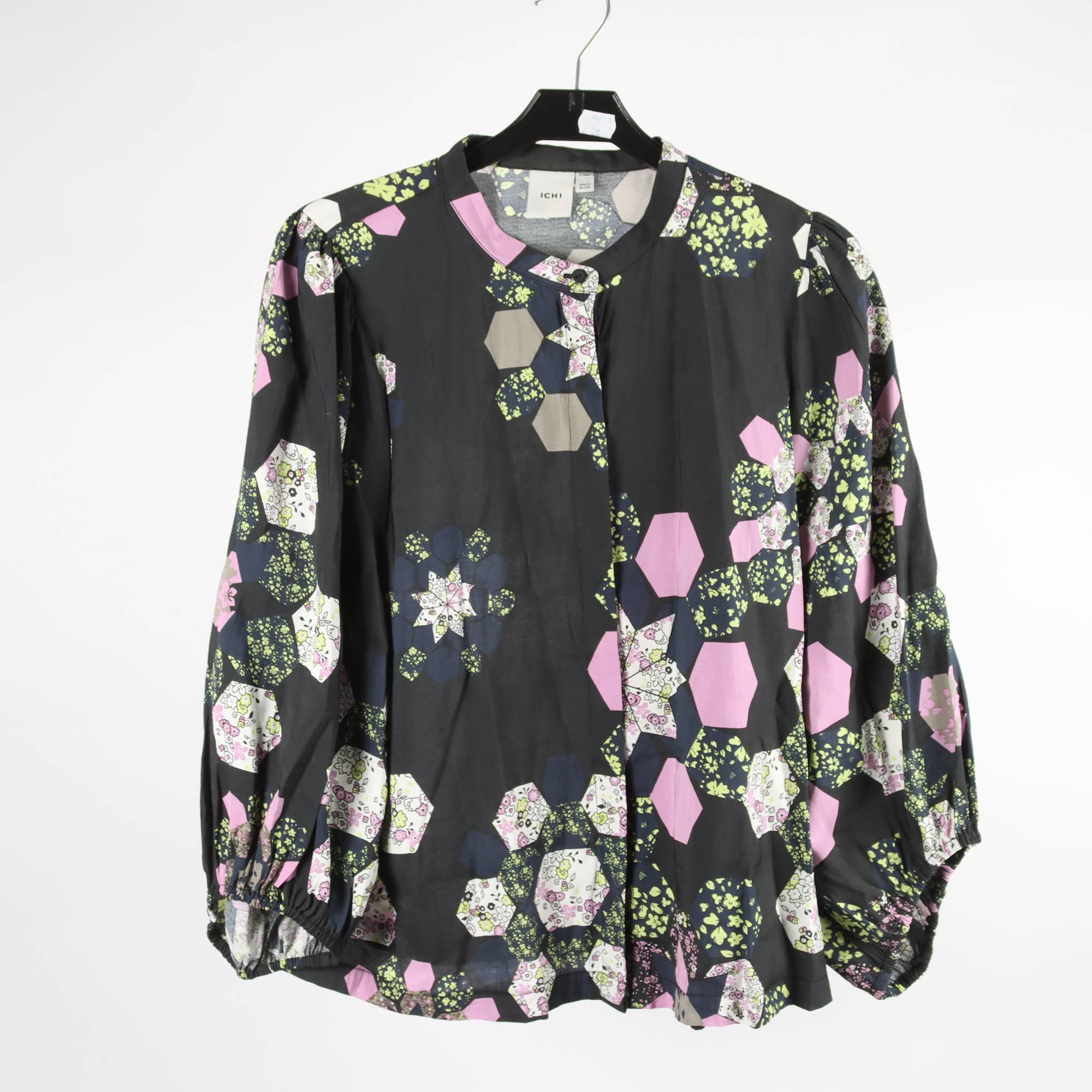 Blus, Ichi, svart, mönstrad, stl. 38