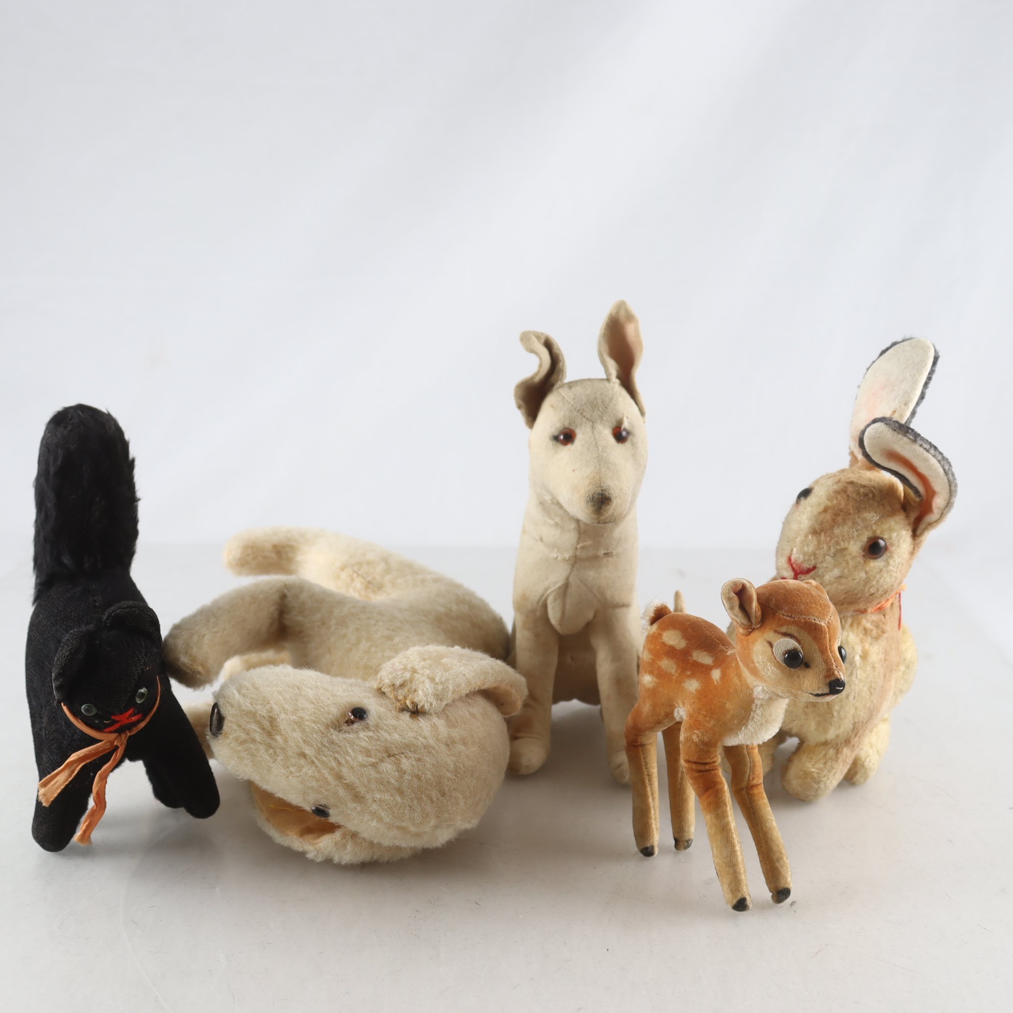 Mjukisdjur, Steiff med flera, halm, vintage.