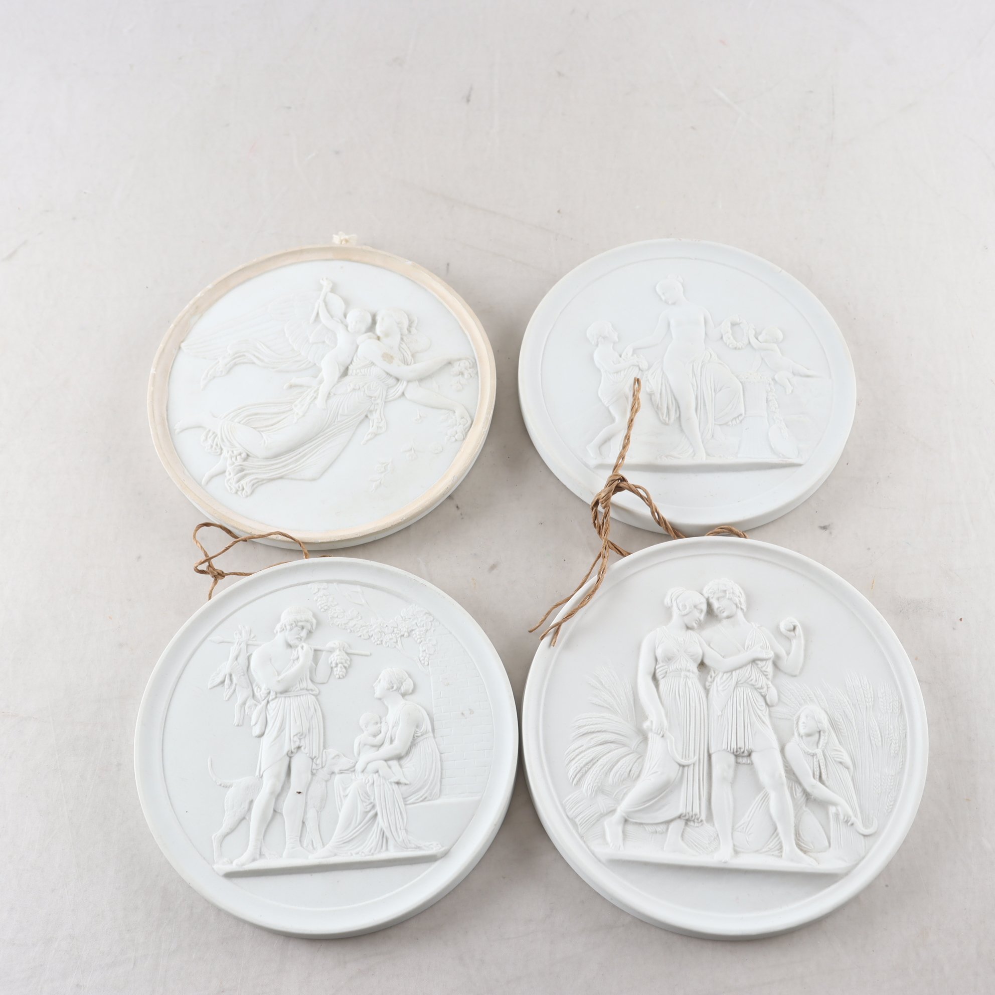Väggreliefer, parian, Royal Copenhagen, 4 st