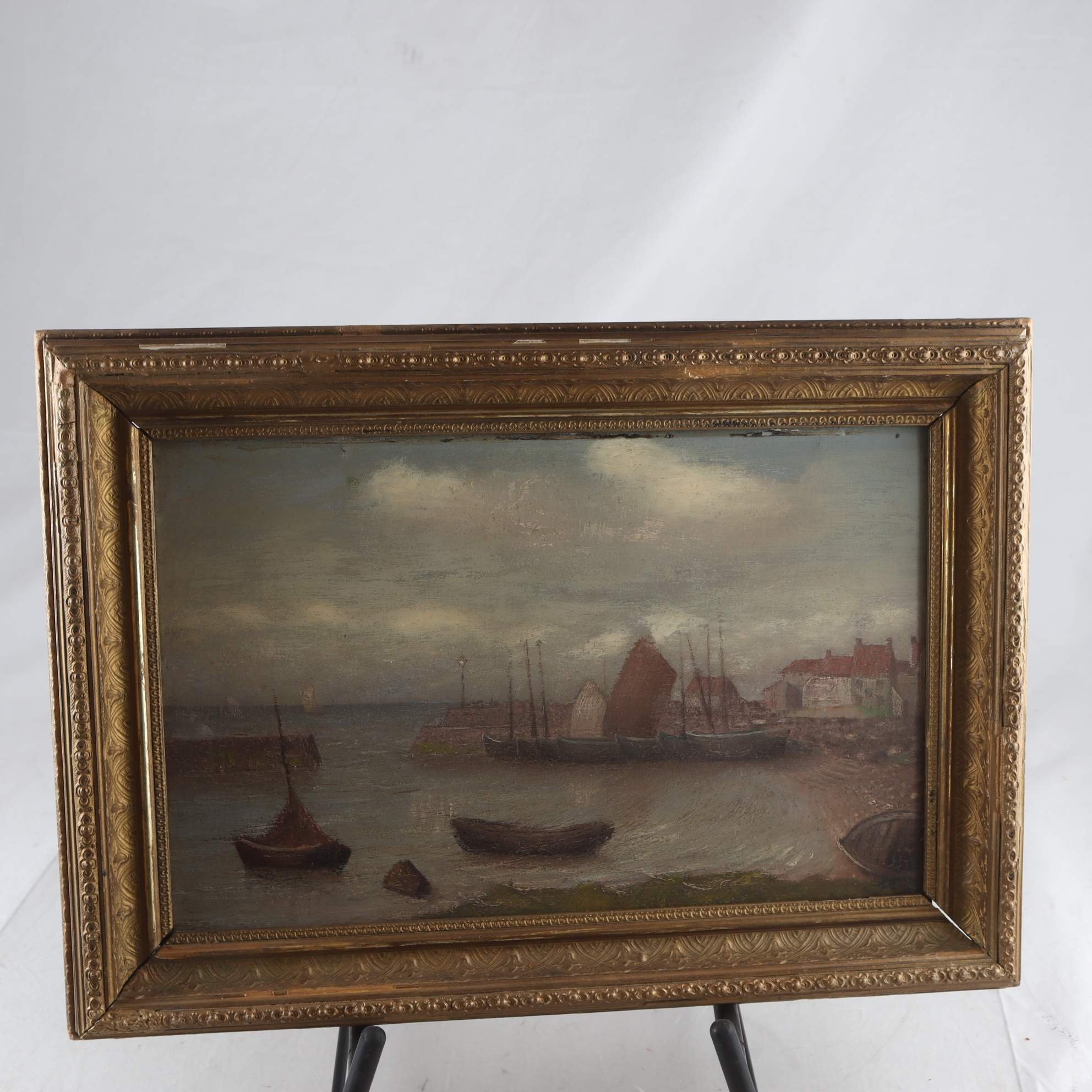 Olja på pannå, monogramsignerad, A.M. Samfraktas ej.