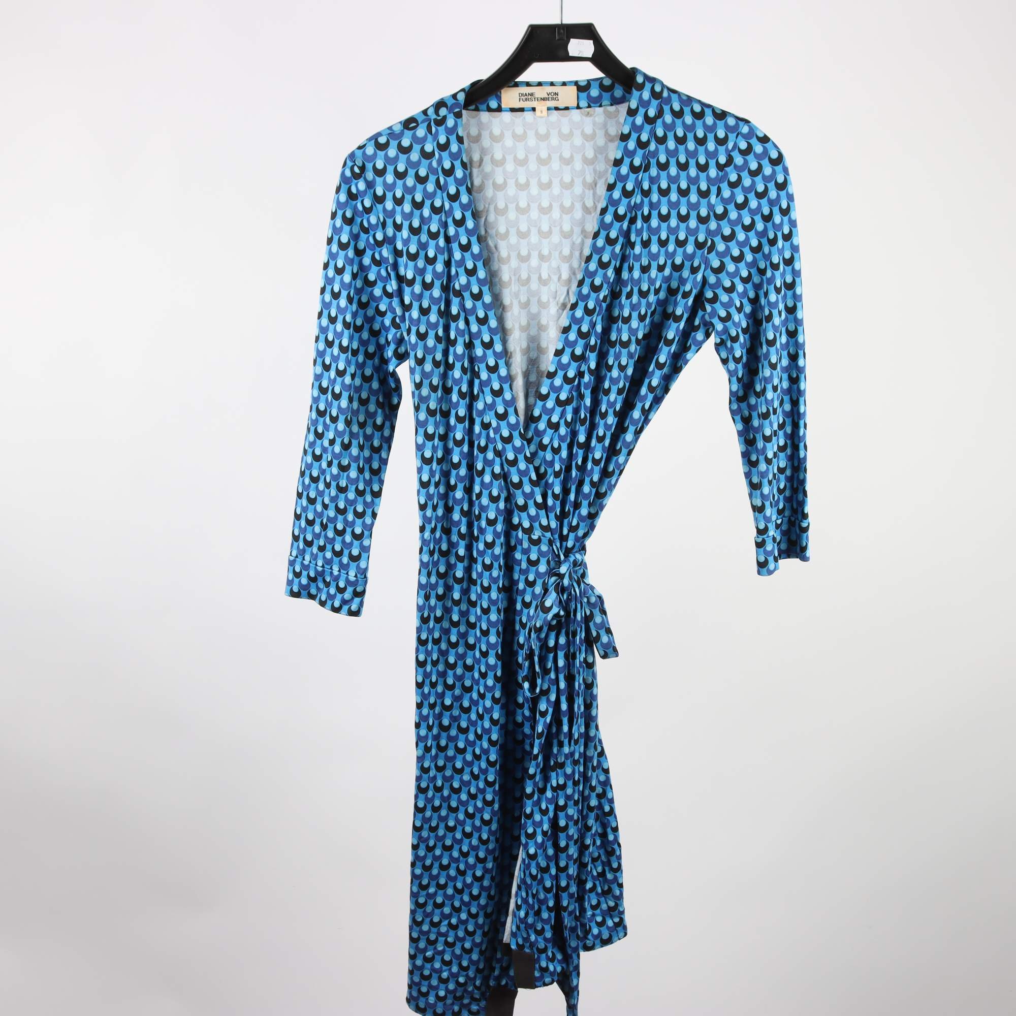 Klänning, Diane von Furtenberg, blå, mönstrad, stl. S