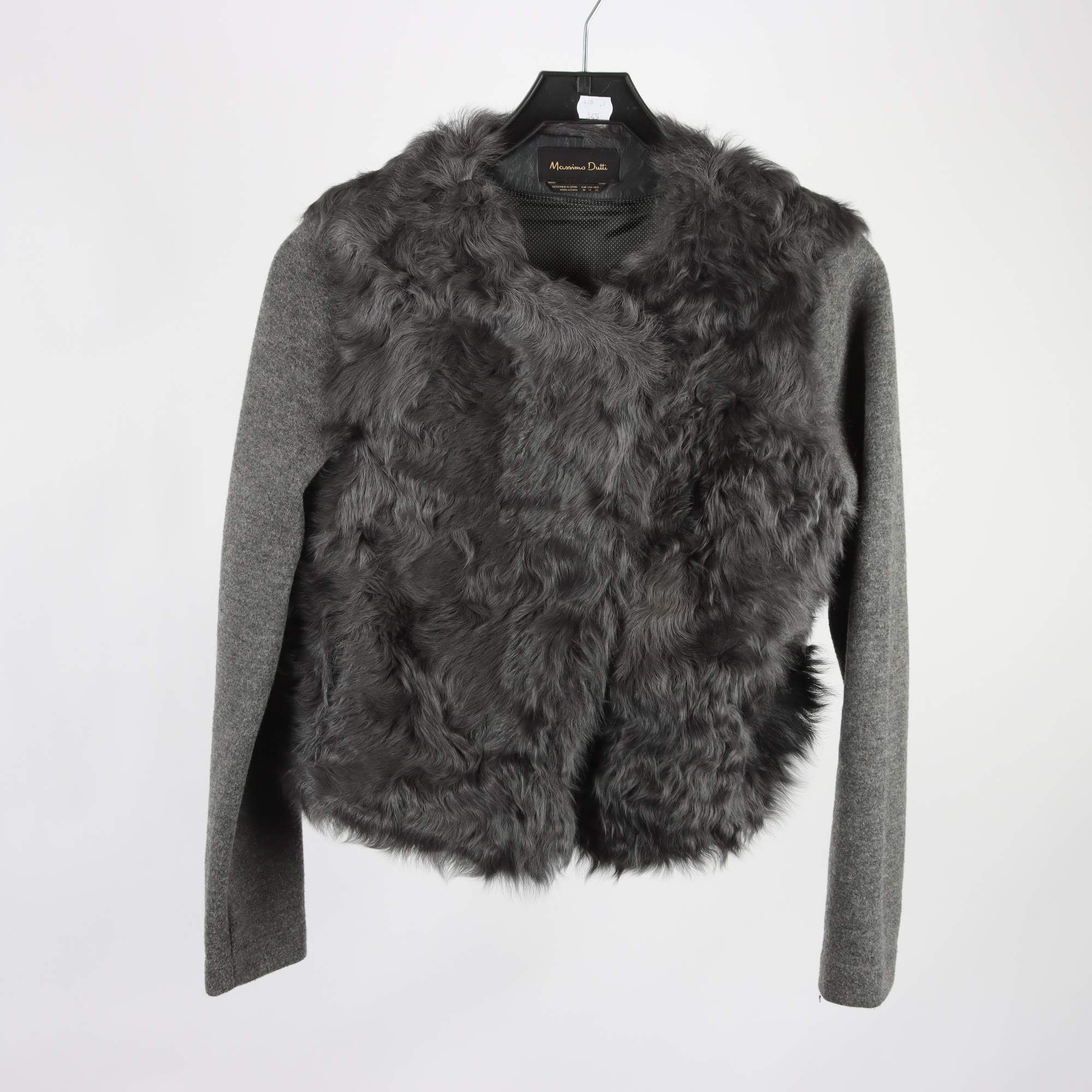 Jacka, Massimo Dutti, grå, skinn/ull, stl. M.