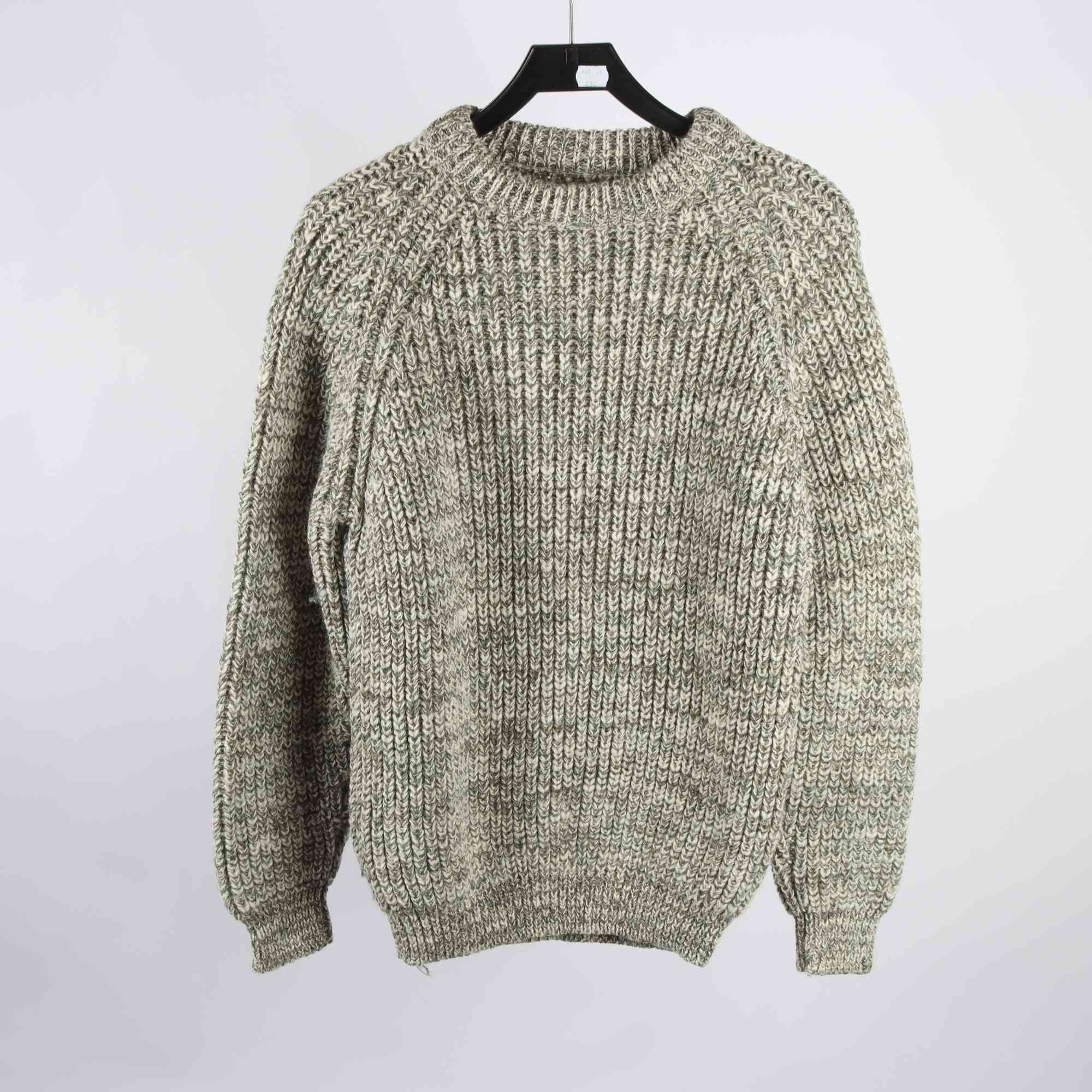 Tröja, Okänd, grå, vit, ull, stl. 40.