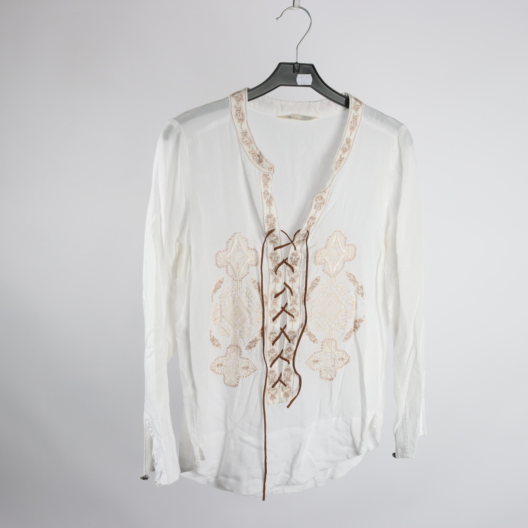 Blus, Odd Molly, vit, broderad, vit, beige, stl. XS.