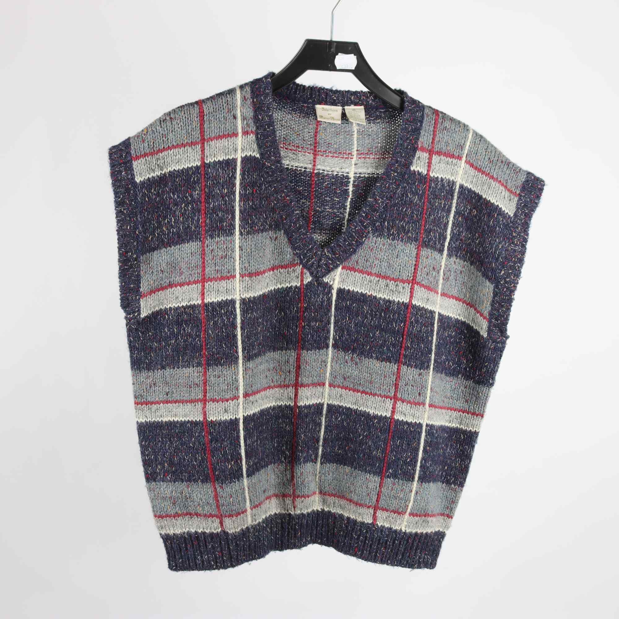 Väst, Selections x Manor House, rutig, blå, grå, stl. XL.