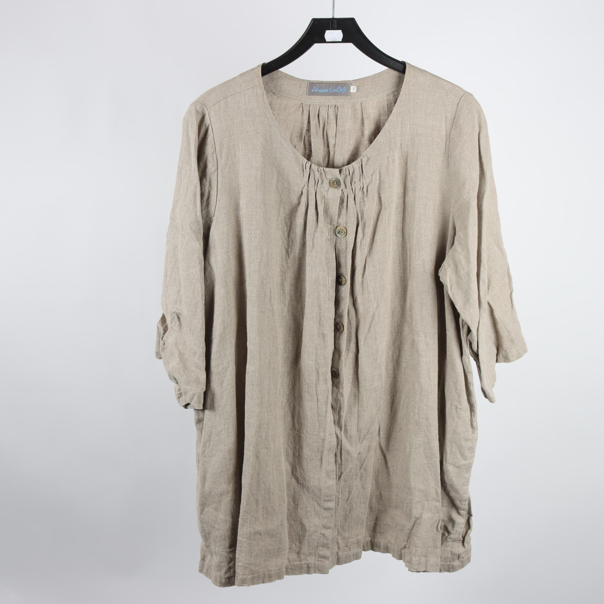 Blus, Järvsö Lin Café, beige, lin, stl. XXL.