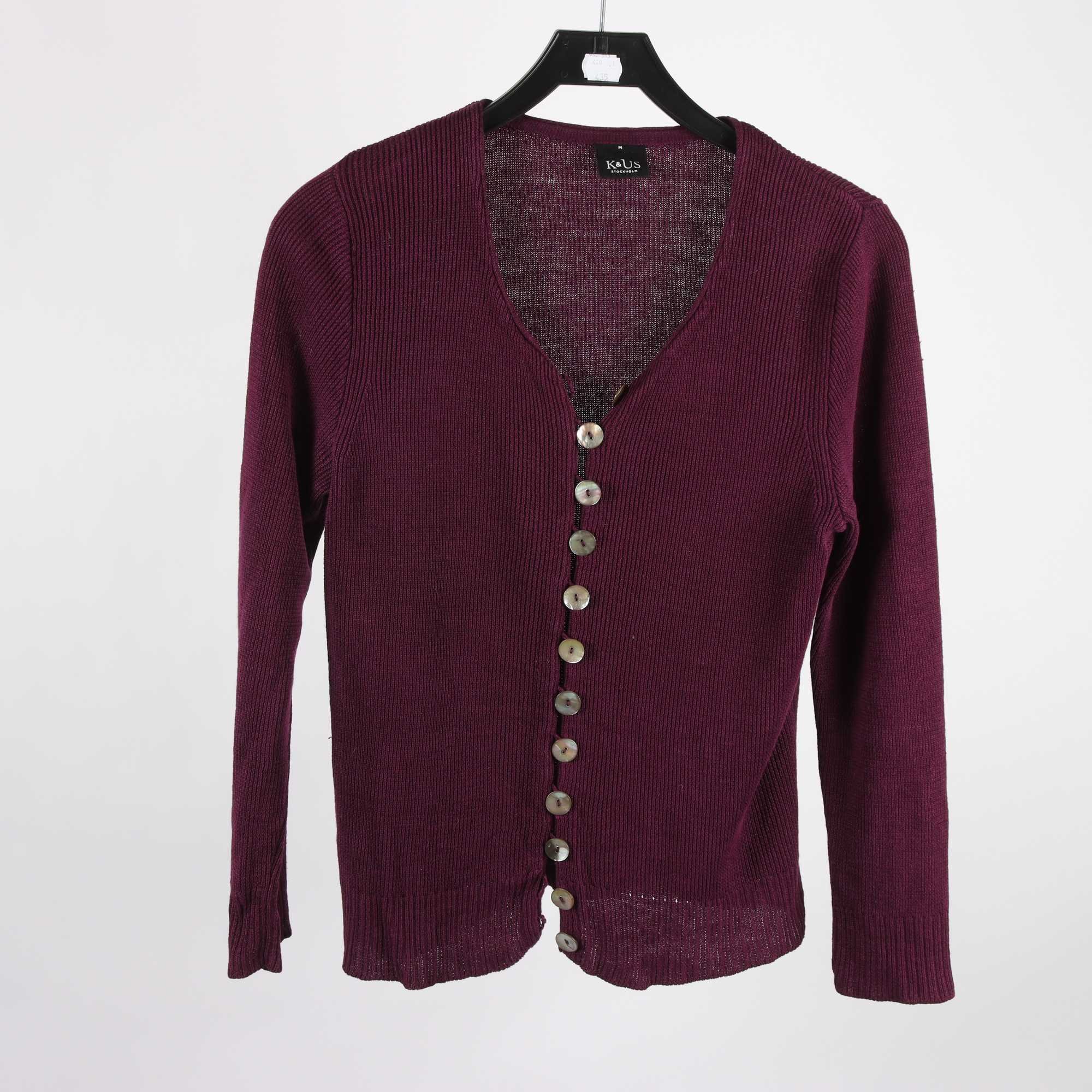 Kofta, K&Us, vinröd, 100% lin, stl. M.