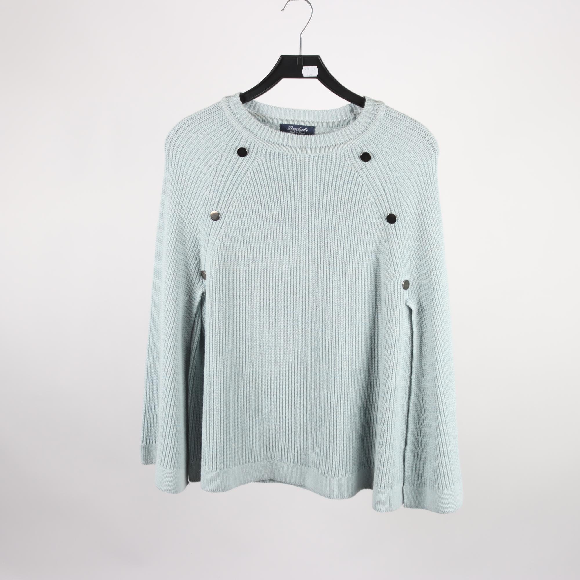 Poncho, Bariloche, grå/blå, ull, alpaca, stl. XL.