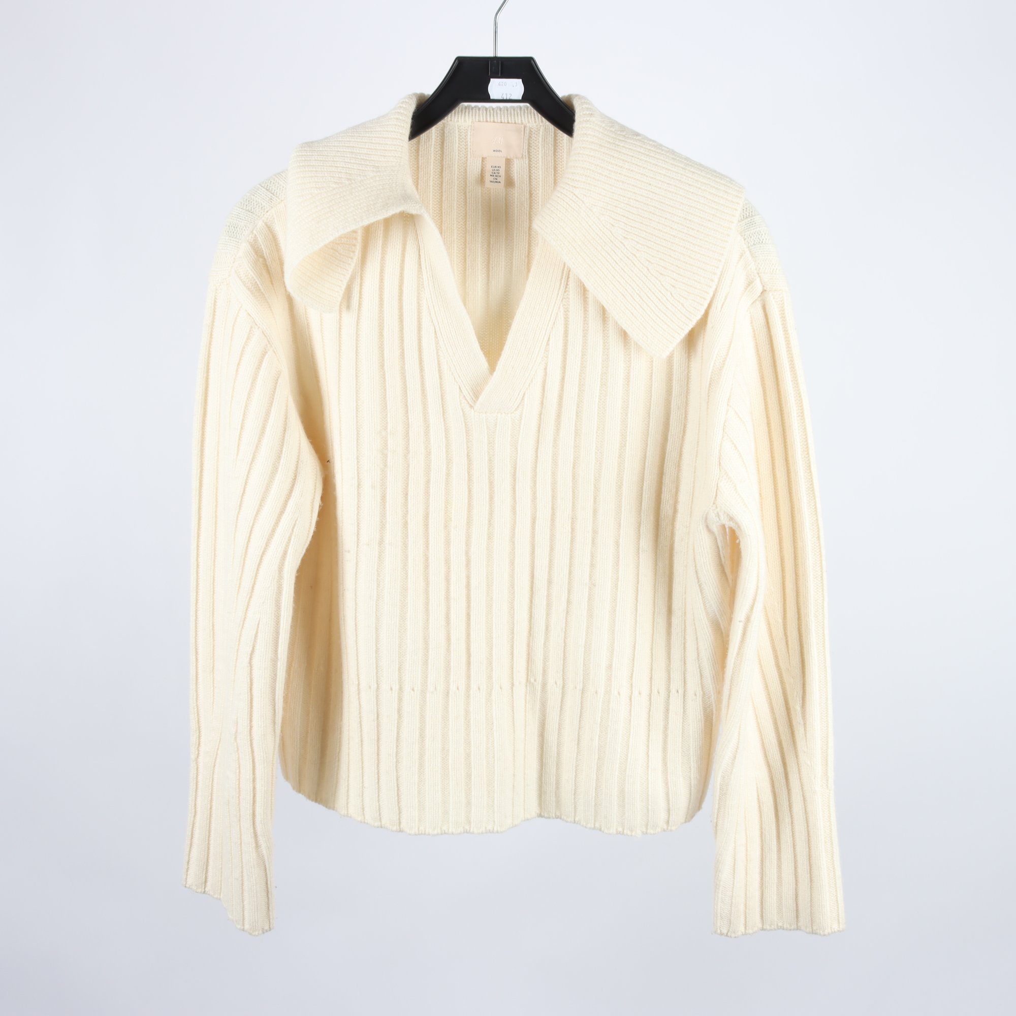 Tröja, H&M, offwhite, ull, stl. XS.