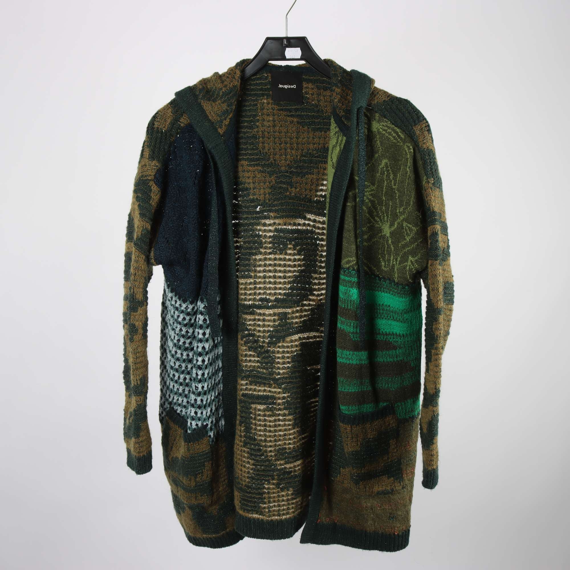 Kofta, Desigual, grön, brun, ullmix, stl. S.