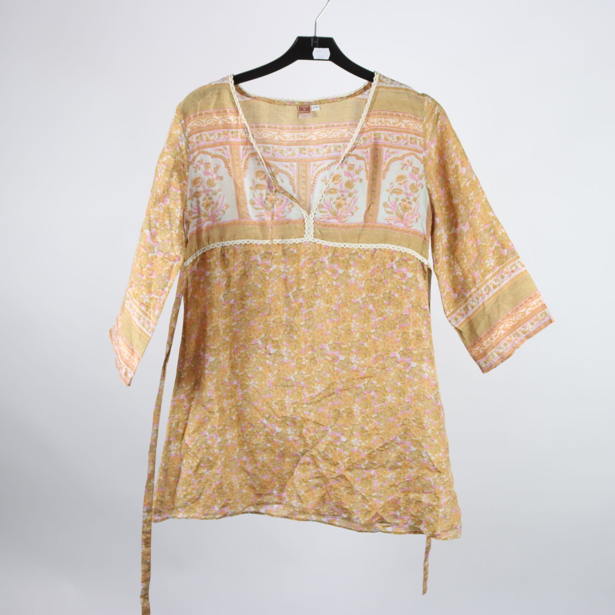 Blus, Colors de Otonosi, rosa, grön, 100% silke, stl. S/M.