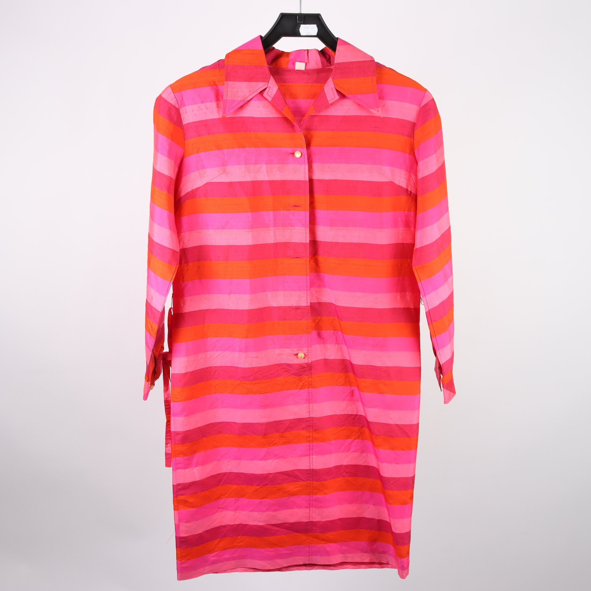 Klänning, Okänd, randig, rosa, orange, stl. 36.