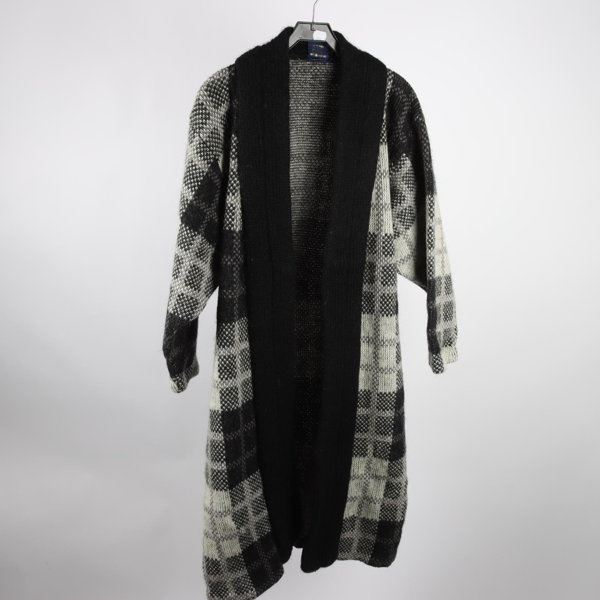 Kofta/kappa, Queen of Saba, svart, grå, ull, mohair, stickad, stl. L.