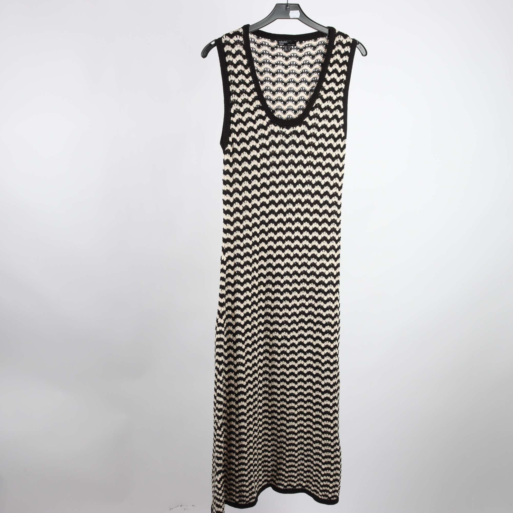Klänning, Nobodys Child, vit, svart, stickad, stl. M.