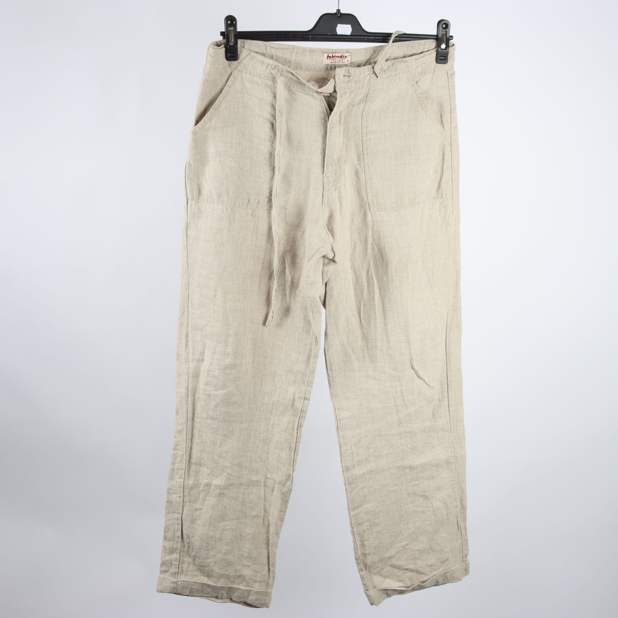 Byxor, Fabindia, beige, lin, stl. S.