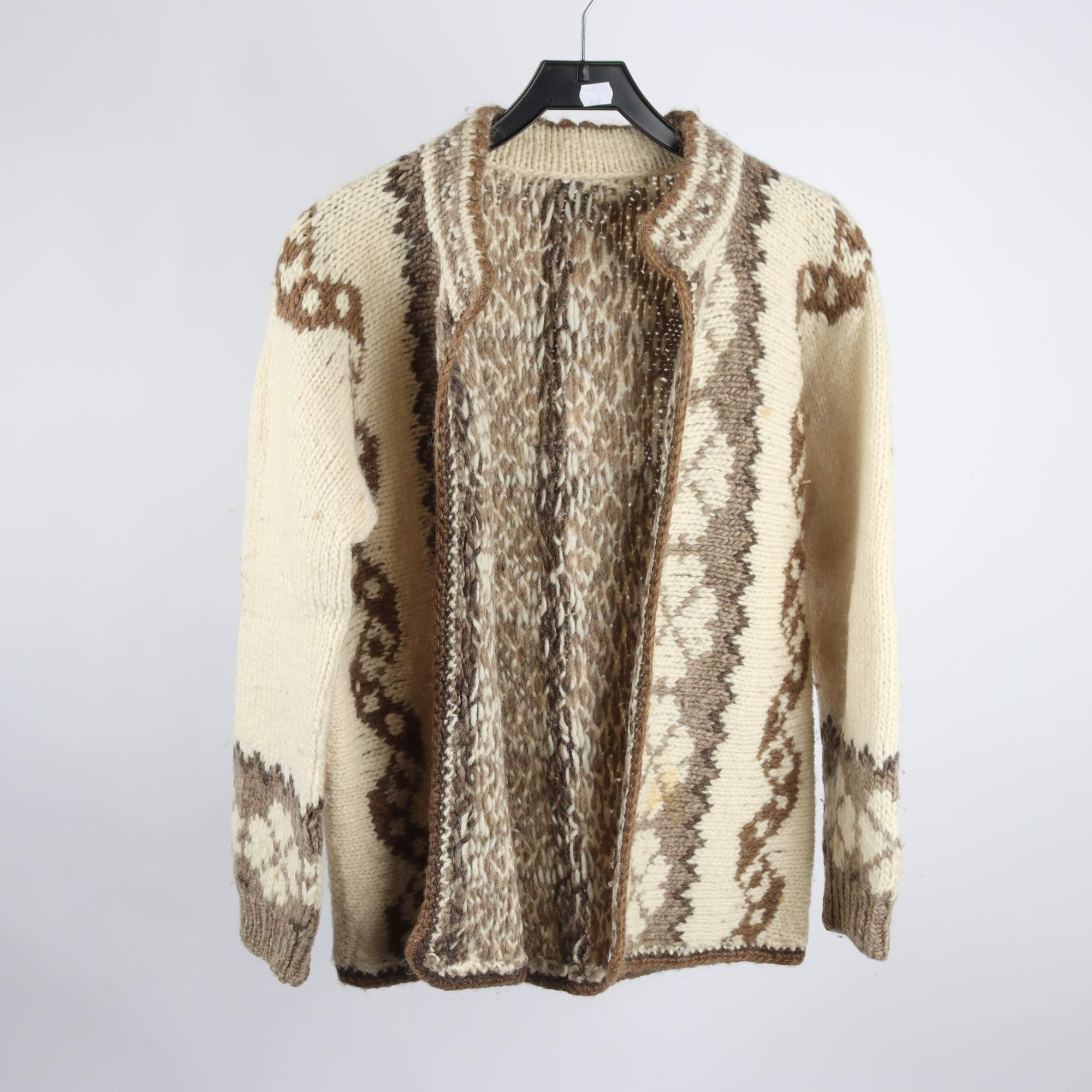 Öppen kofta, Okänd, beige, brun, ull, stl. ca. S.