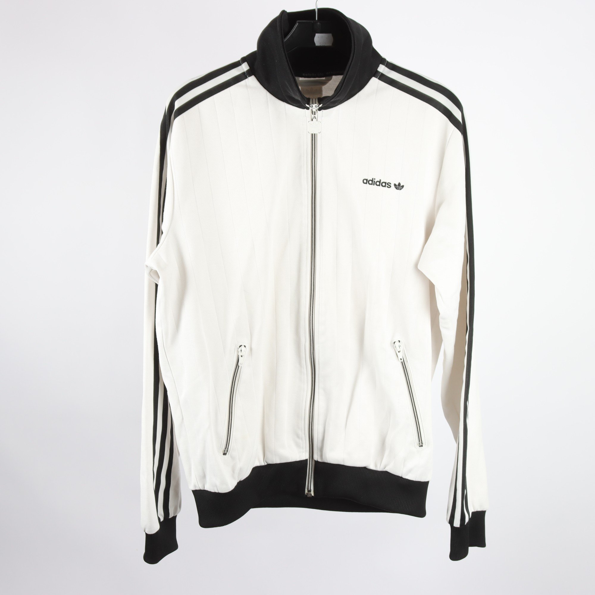 Träningsjacka, Adidas, vit, svart, retro, stl. M.