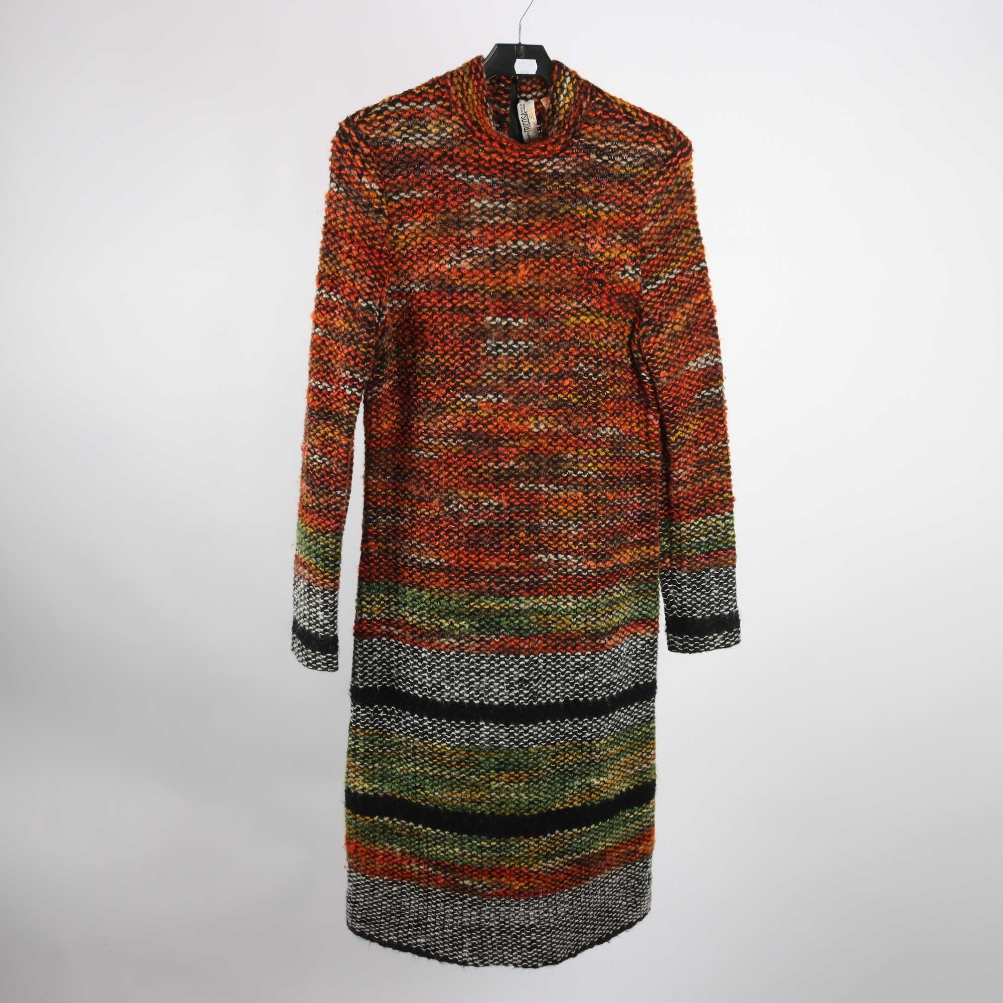 Klänning, Tricosa, Paris, orange, senapsgul, stickad, stl. ca. XS.