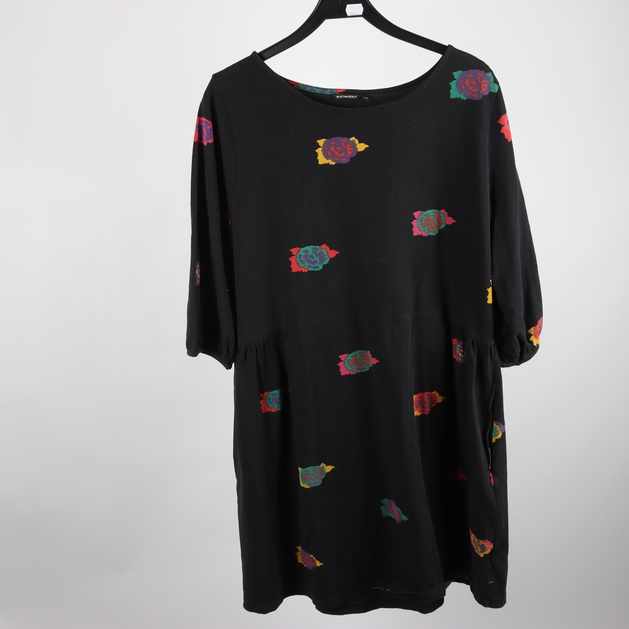 Klänning, Marimekko, mönstrad, svart, stl. 2XL.