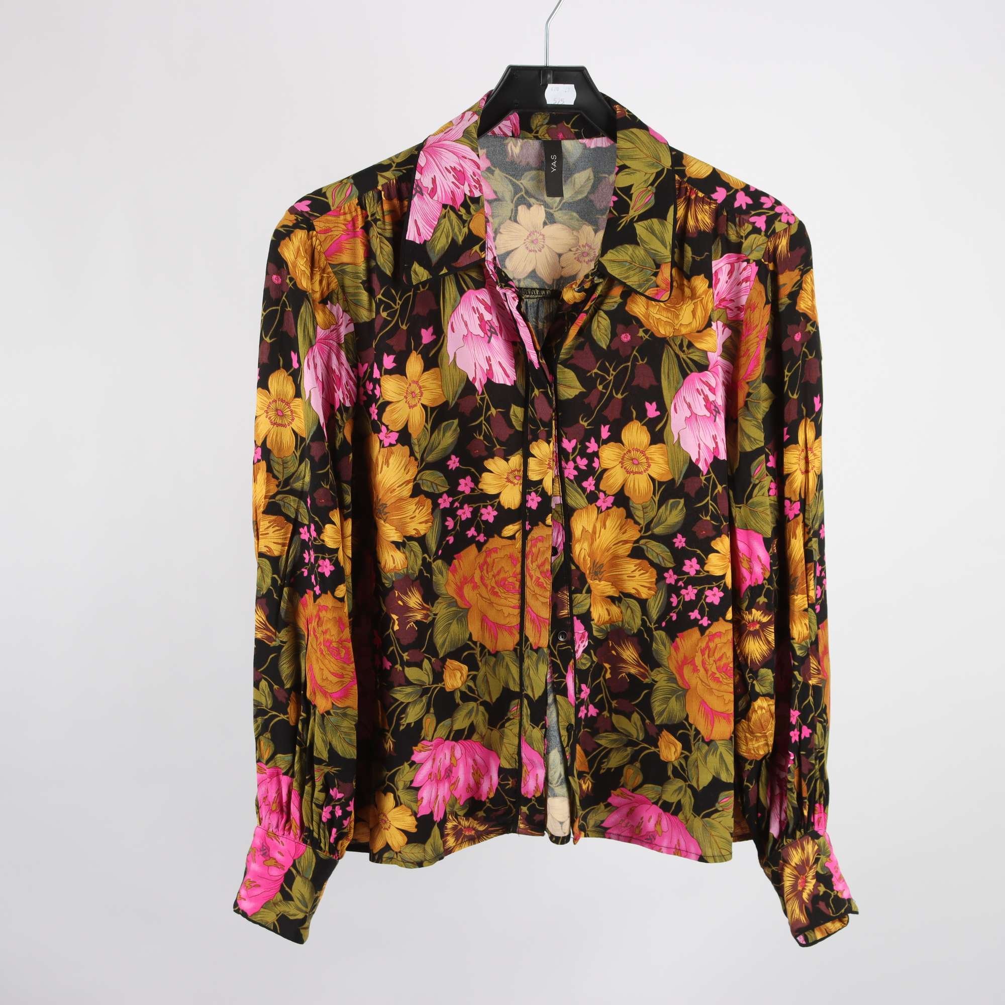 Blus, Y.A.S, blommig, svart, rosa, stl. L.