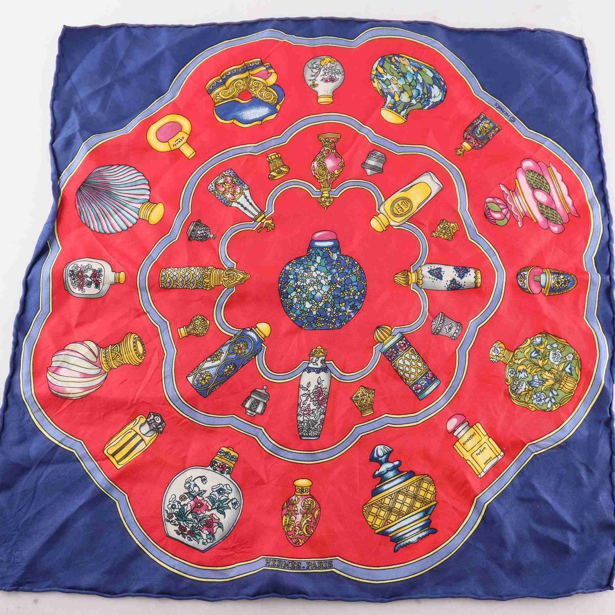 Scarf, Hermès, mönstrad, stl. ca 40 x 40 cm