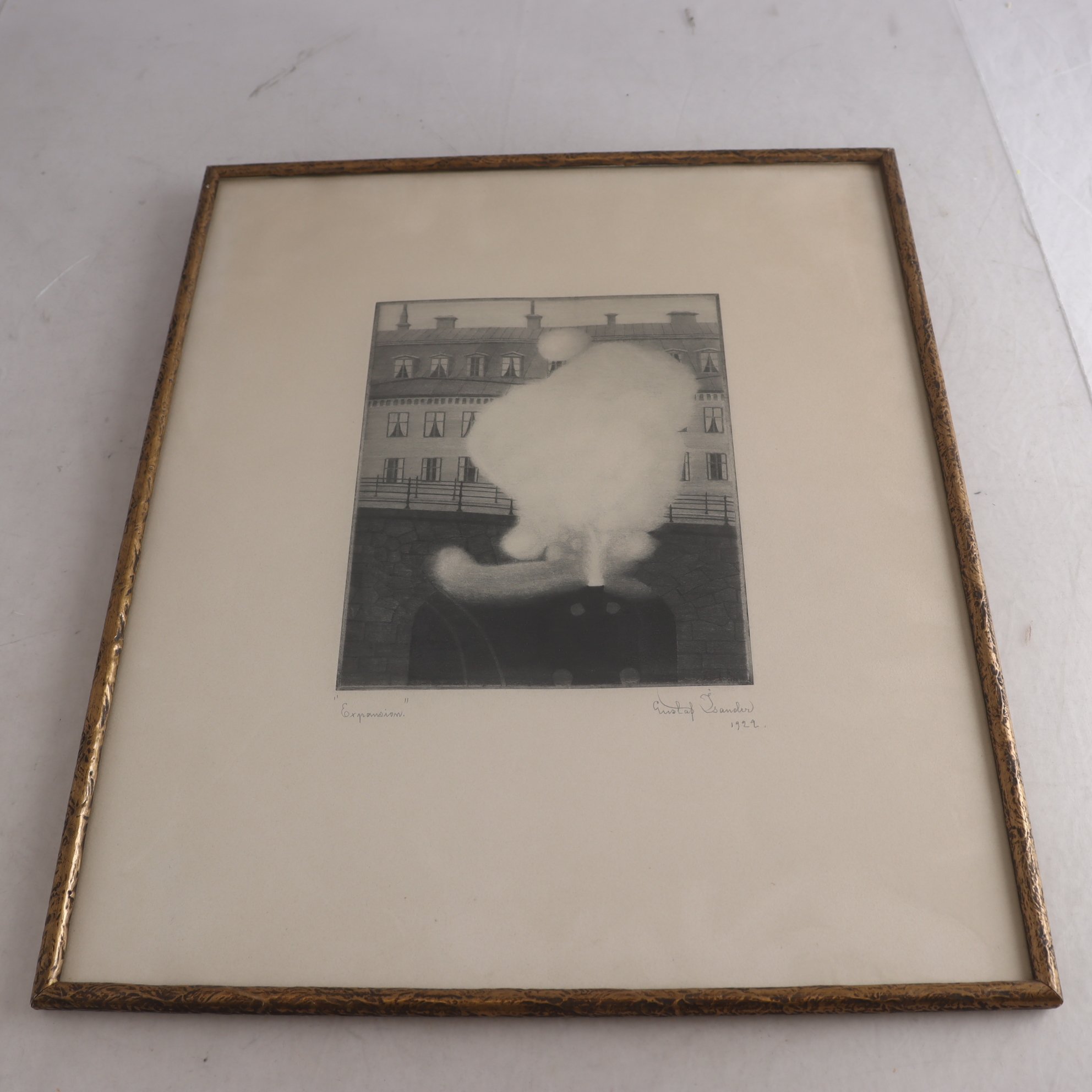 Kopparstick, Expansion, Gustaf Isander, signerad, 1922. Endast avhämtning.