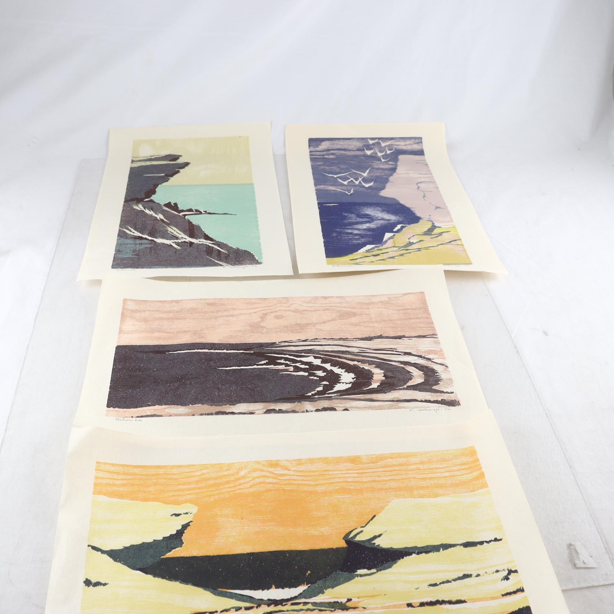 Färgträsnitt, Kurt Ullberger, signerade, 1972, 4 st. Samfraktas ej.