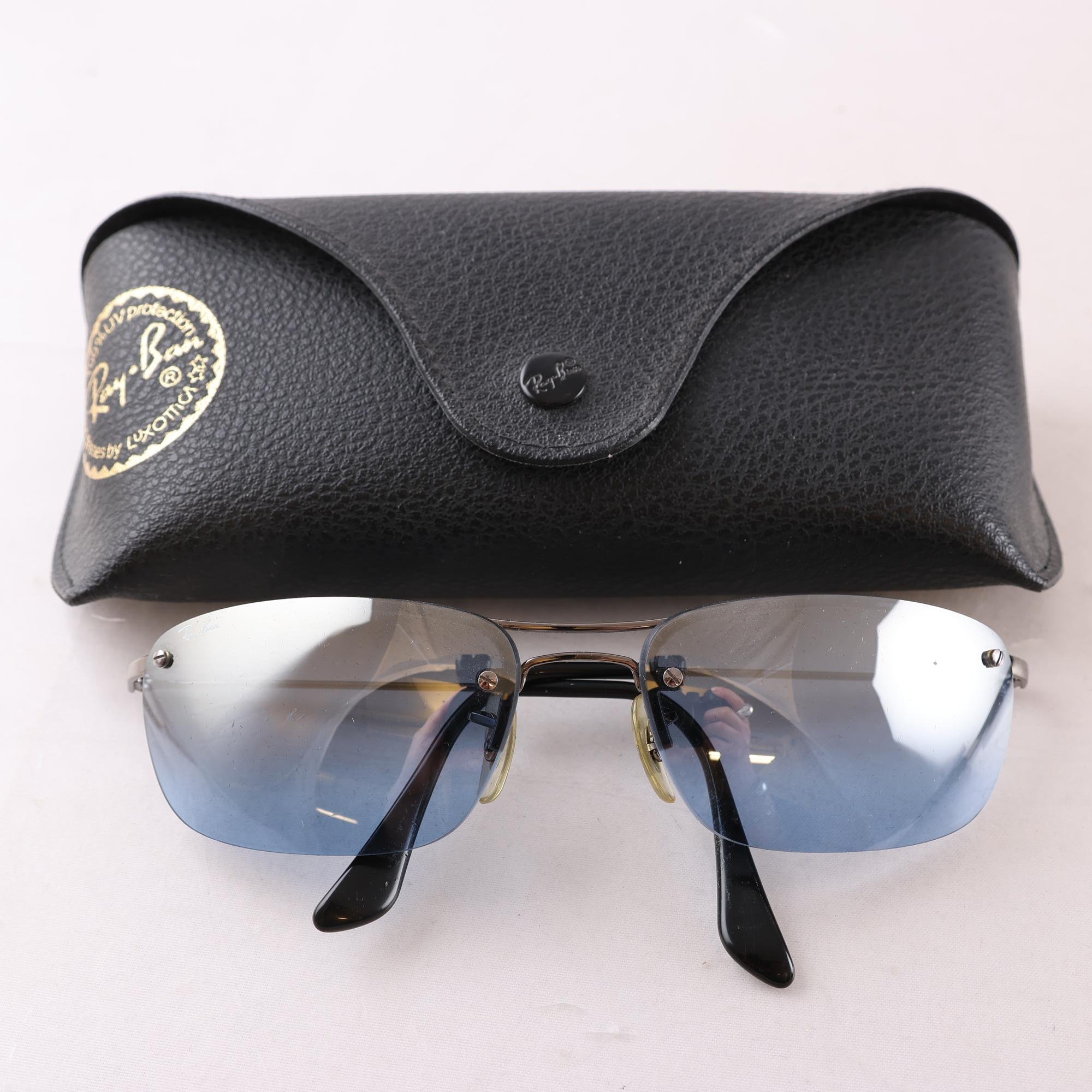 Solglasögon, metall, Ray Ban, blåtonade linser