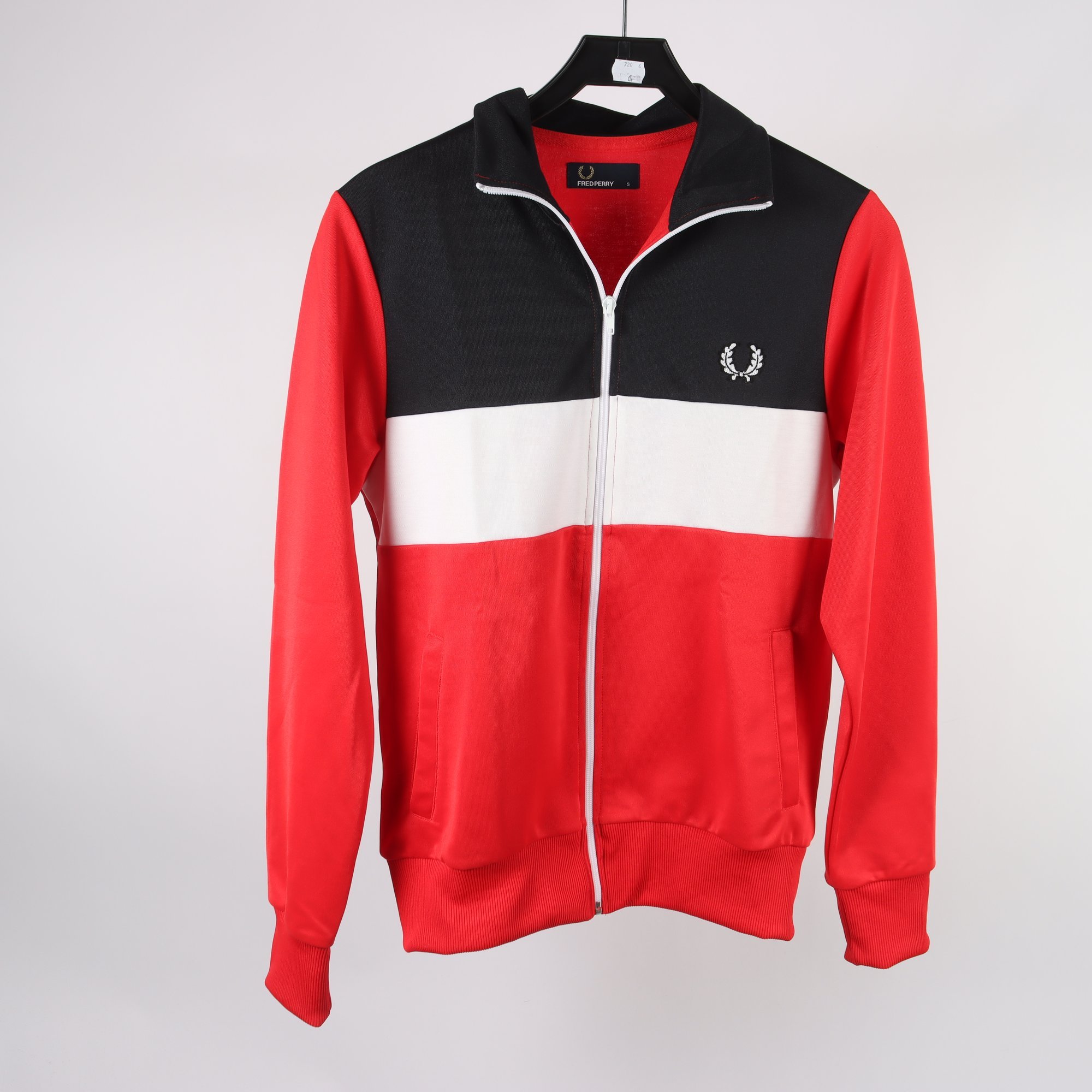 Sportjacka, Fred Perry, röd, vit, svart, stl. S