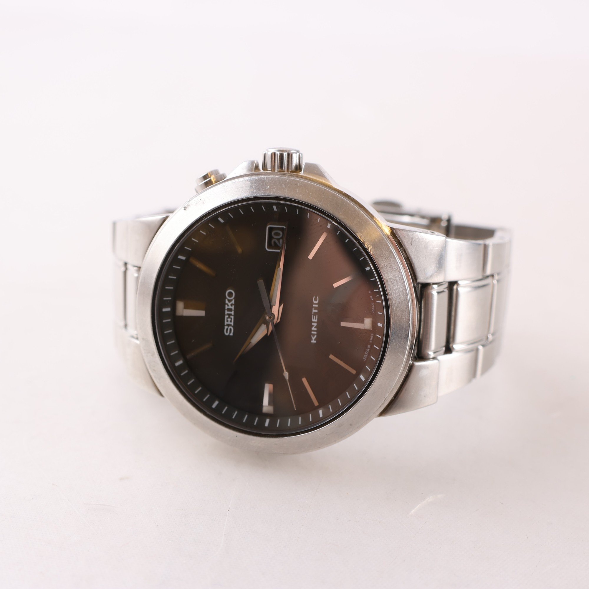 Armbandsur, stål, Seiko Kinetic, datum, automatisk