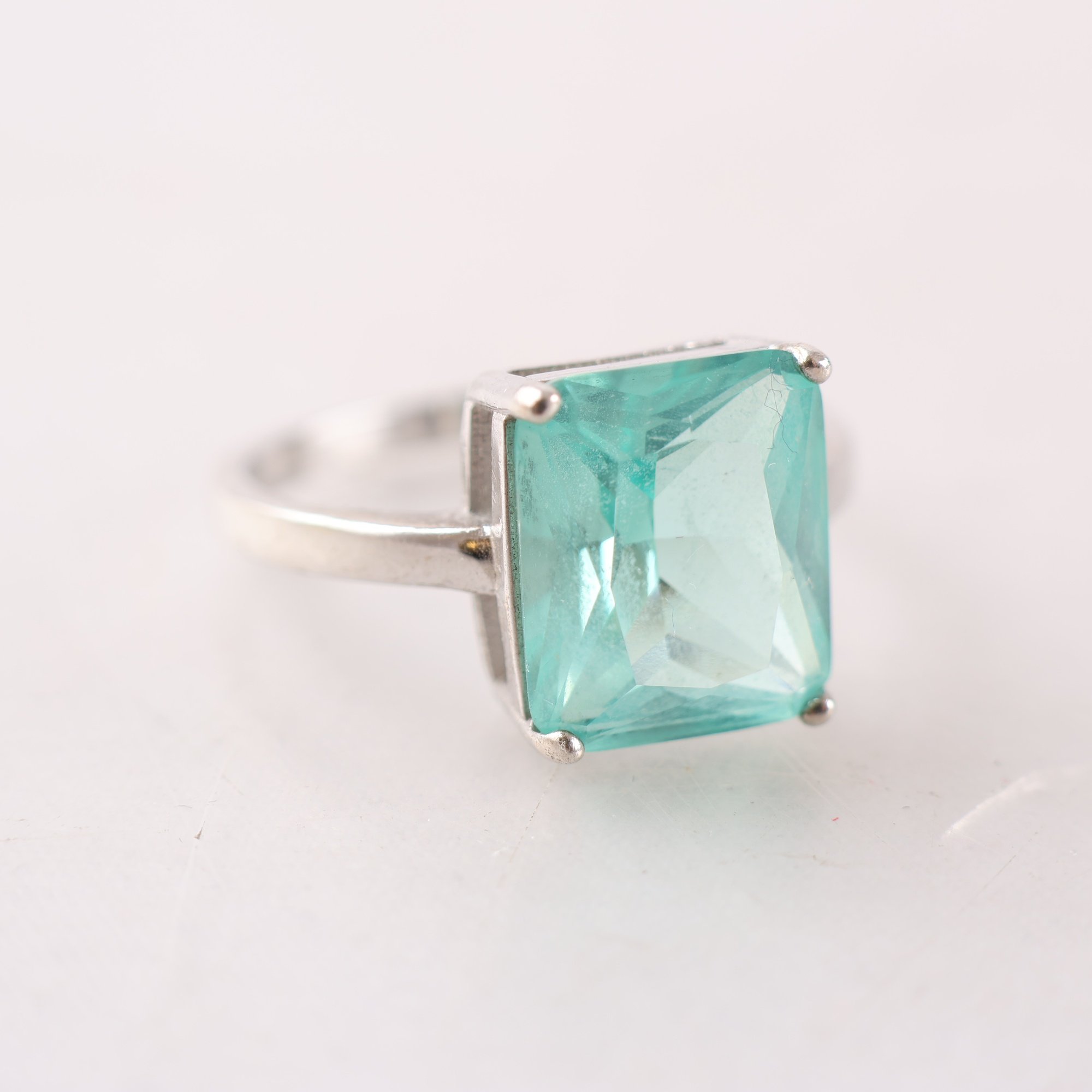 Ring, silver 925, slipad turkos sten, brv: 3.5g