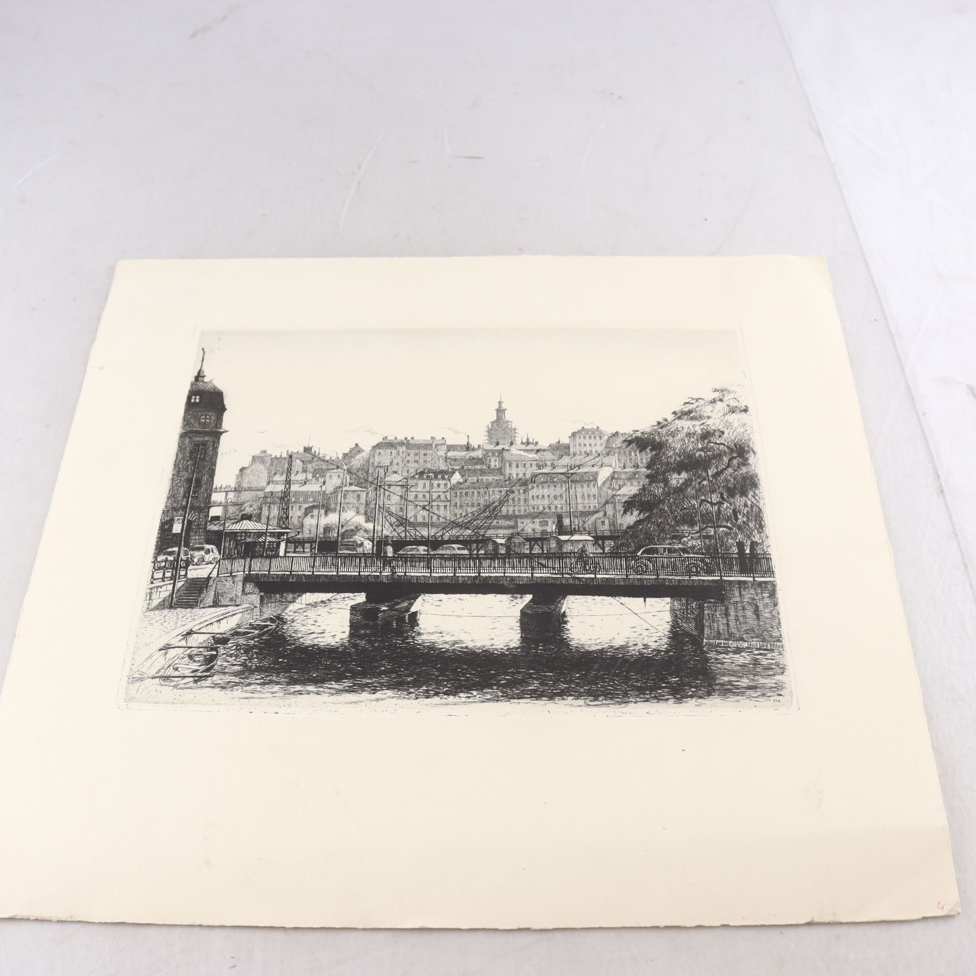 Etsning, oinramad, Harald Sallberg, (1895-1963), osignerad. Samfraktas ej.